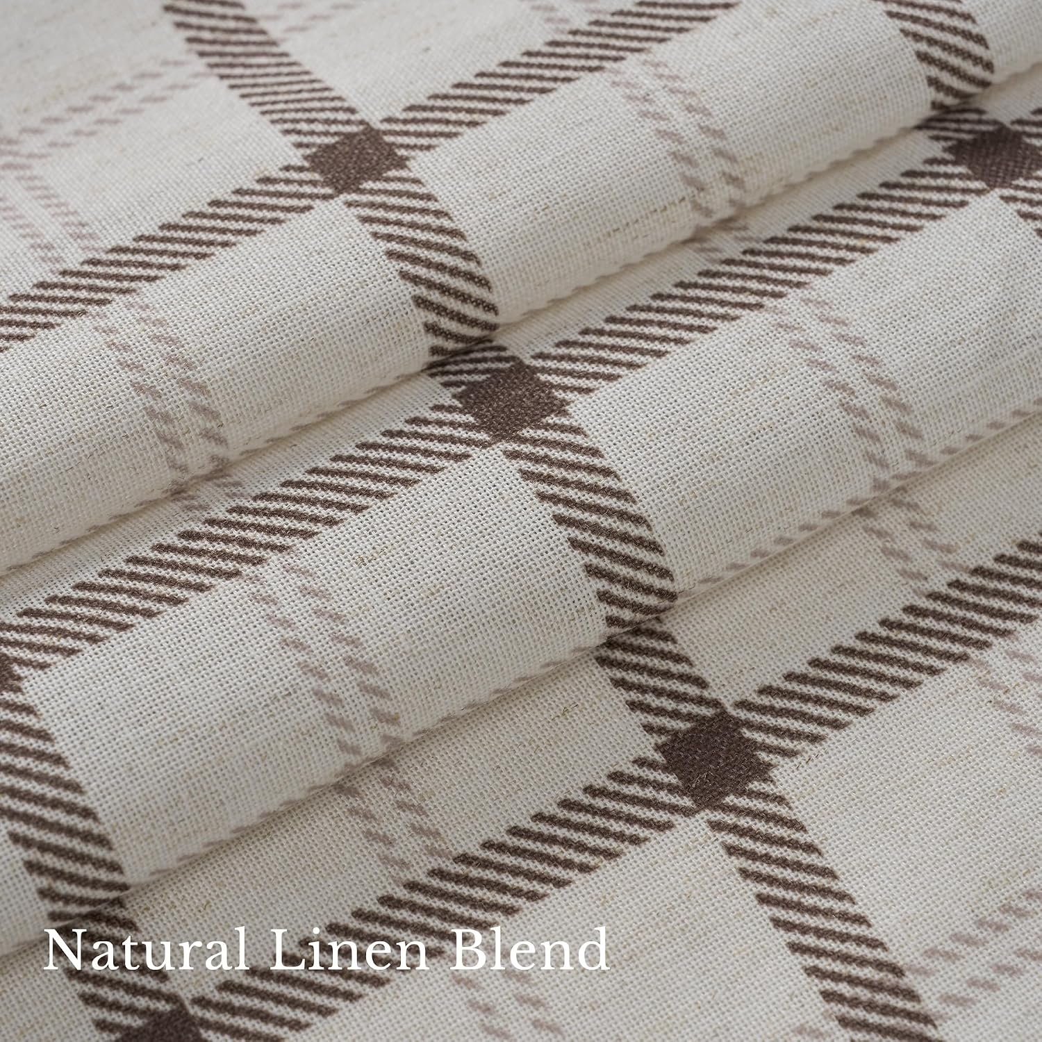 image:imageNICETOWN Pinch Pleated Blue Plaid Curtains 2 Panels W40 x L84 in Linen Blend Light Filtering Privacy Draperies with Grid Tartan Pattern Premium Curtains for Living Room Dining Room with HooksOffwhite