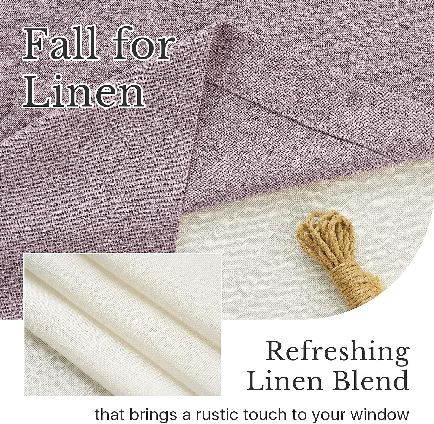 image:imageNICETOWN Sage Green 2 Layers Linen Valance 52 W x 18 L 1 PanelDusty Mauve