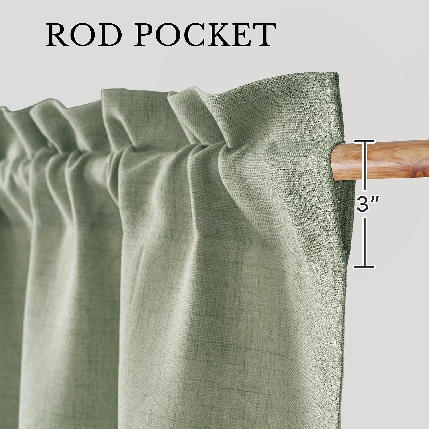 image:imageNICETOWN Sage Green 2 Layers Linen Valance 52 W x 18 L 1 PanelSage Green