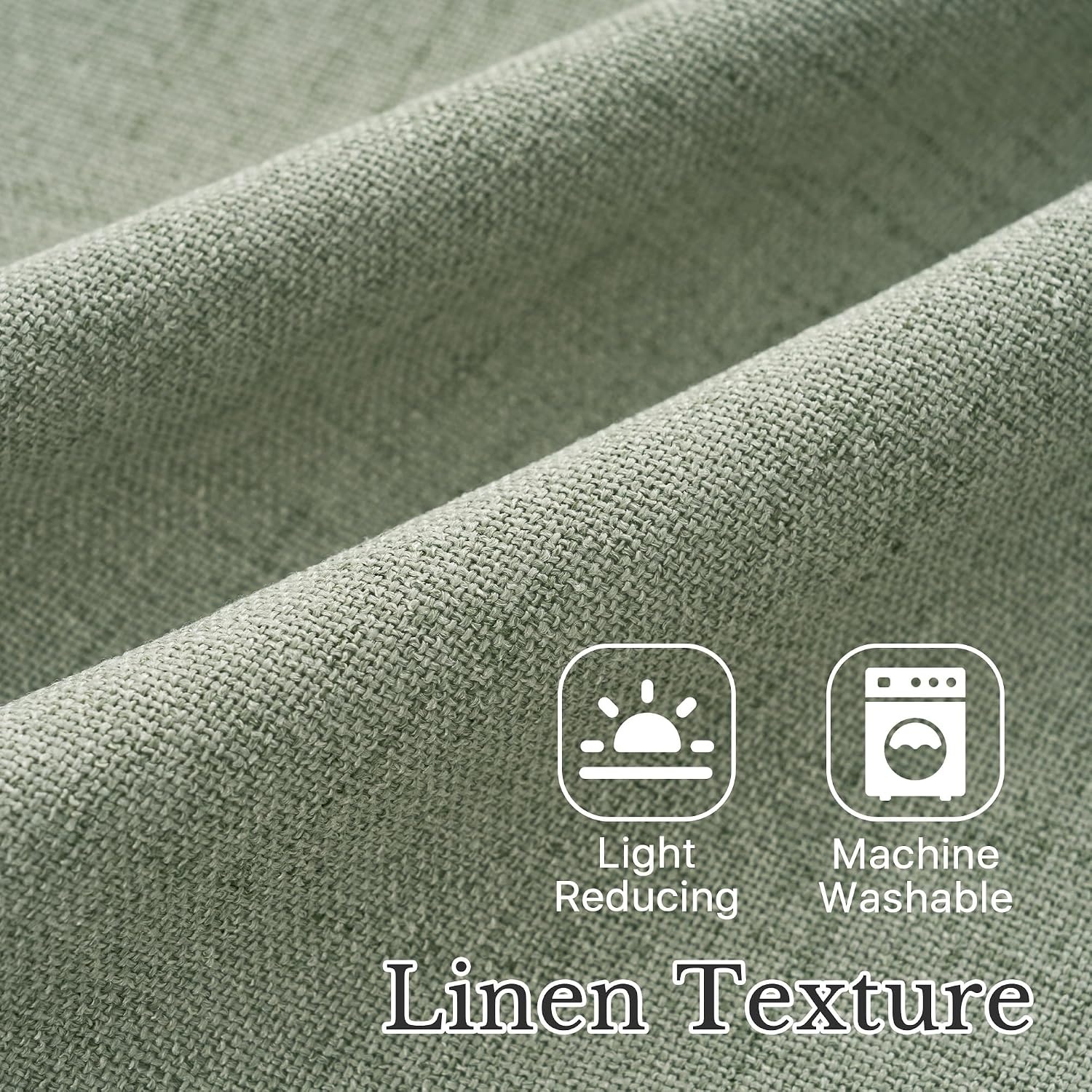 image:imageNICETOWN Sage Green 2 Layers Linen Valance 52 W x 18 L 1 PanelSage Green