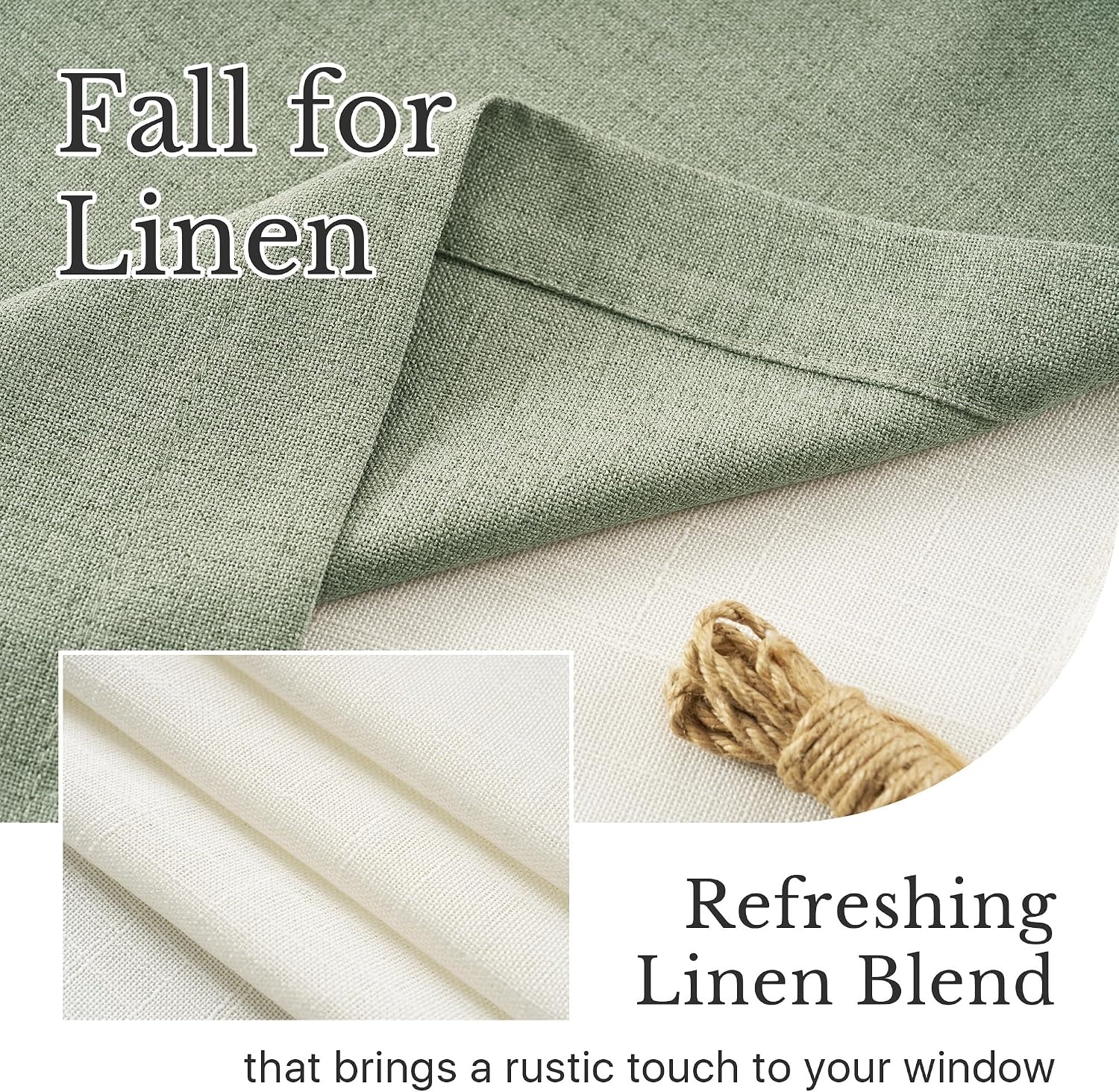 image:imageNICETOWN Sage Green 2 Layers Linen Valance 52 W x 18 L 1 PanelSage Green