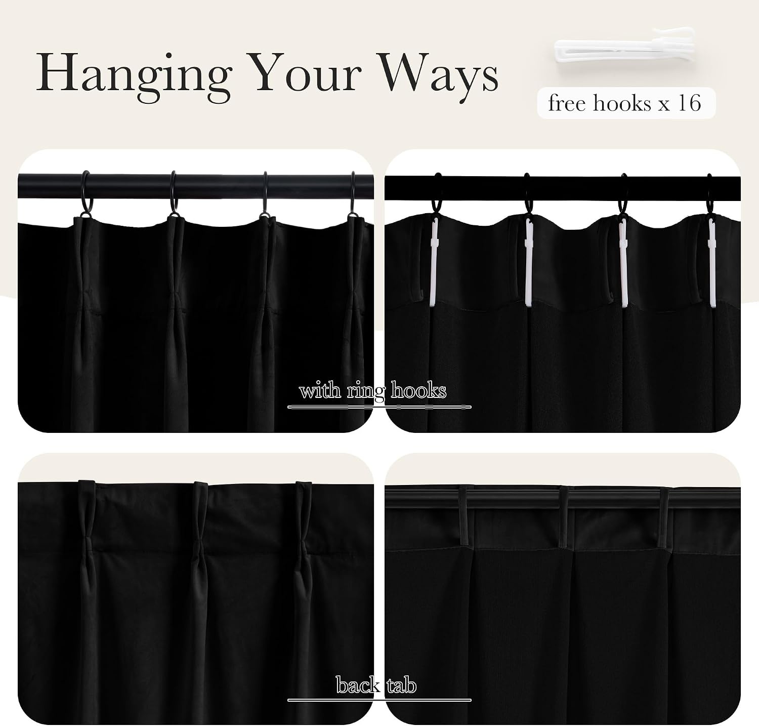 image:imageNICETOWN Sage Green Velvet Blackout Curtains 96 Inch Long for Bedroom Dorm DiningLiving Room Thermal Solid Heavy Matt Pinch Pleat Back Tab Track Window Treatment for Hall Theater 2 Panels 40 WBlack