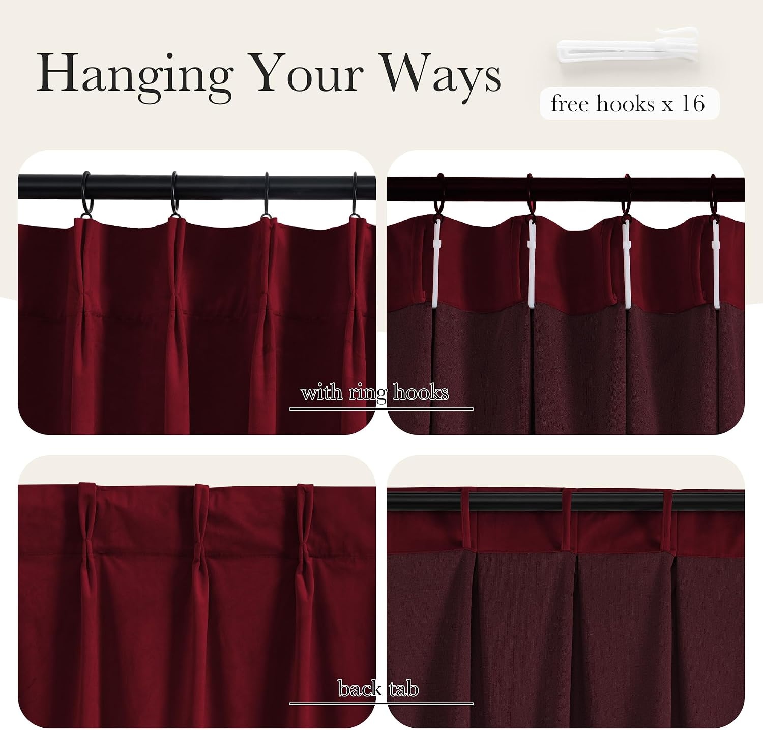image:imageNICETOWN Sage Green Velvet Blackout Curtains 96 Inch Long for Bedroom Dorm DiningLiving Room Thermal Solid Heavy Matt Pinch Pleat Back Tab Track Window Treatment for Hall Theater 2 Panels 40 WRed