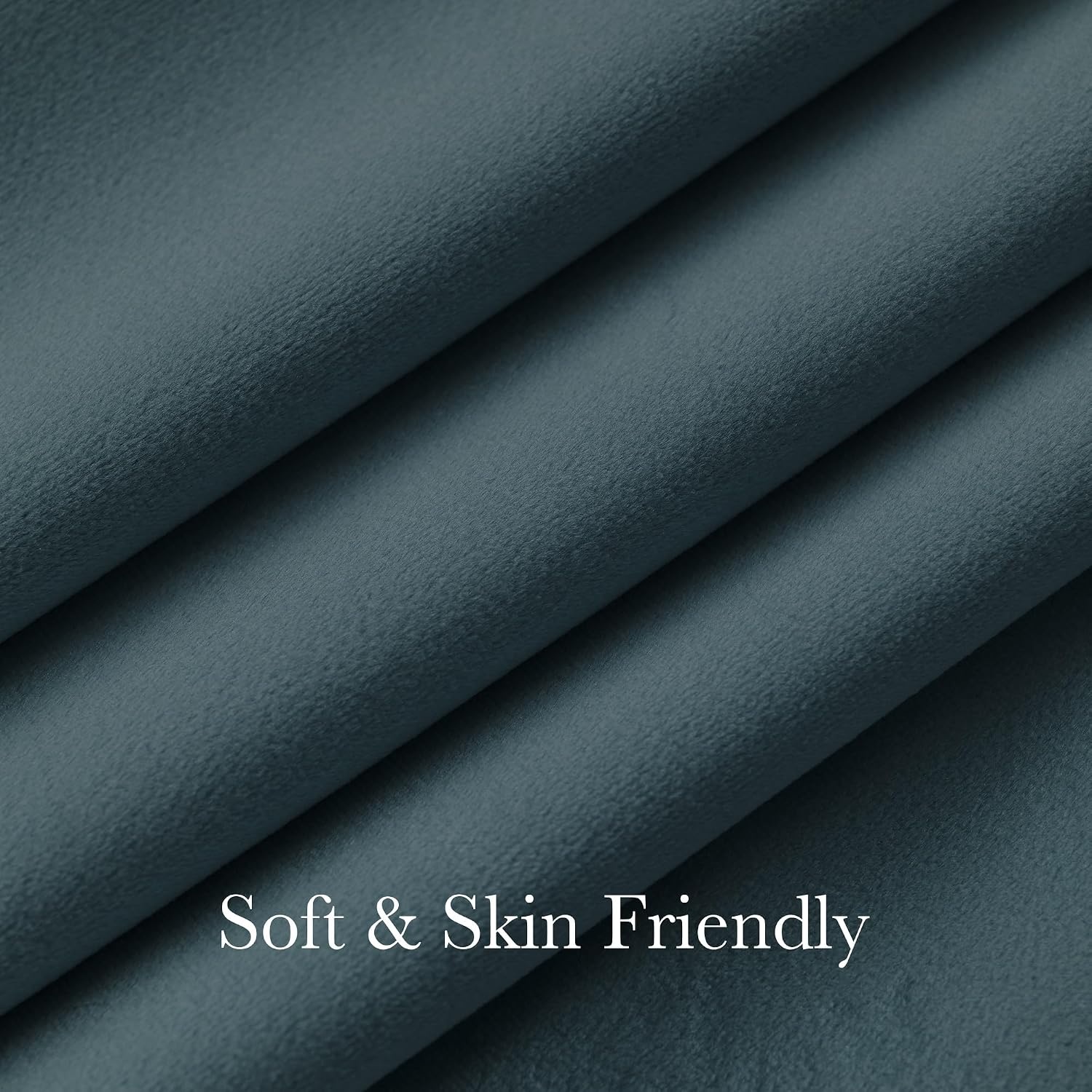image:imageNICETOWN Sage Green Velvet Blackout Curtains 96 Inch Long for Bedroom Dorm DiningLiving Room Thermal Solid Heavy Matt Pinch Pleat Back Tab Track Window Treatment for Hall Theater 2 Panels 40 WStone Blue