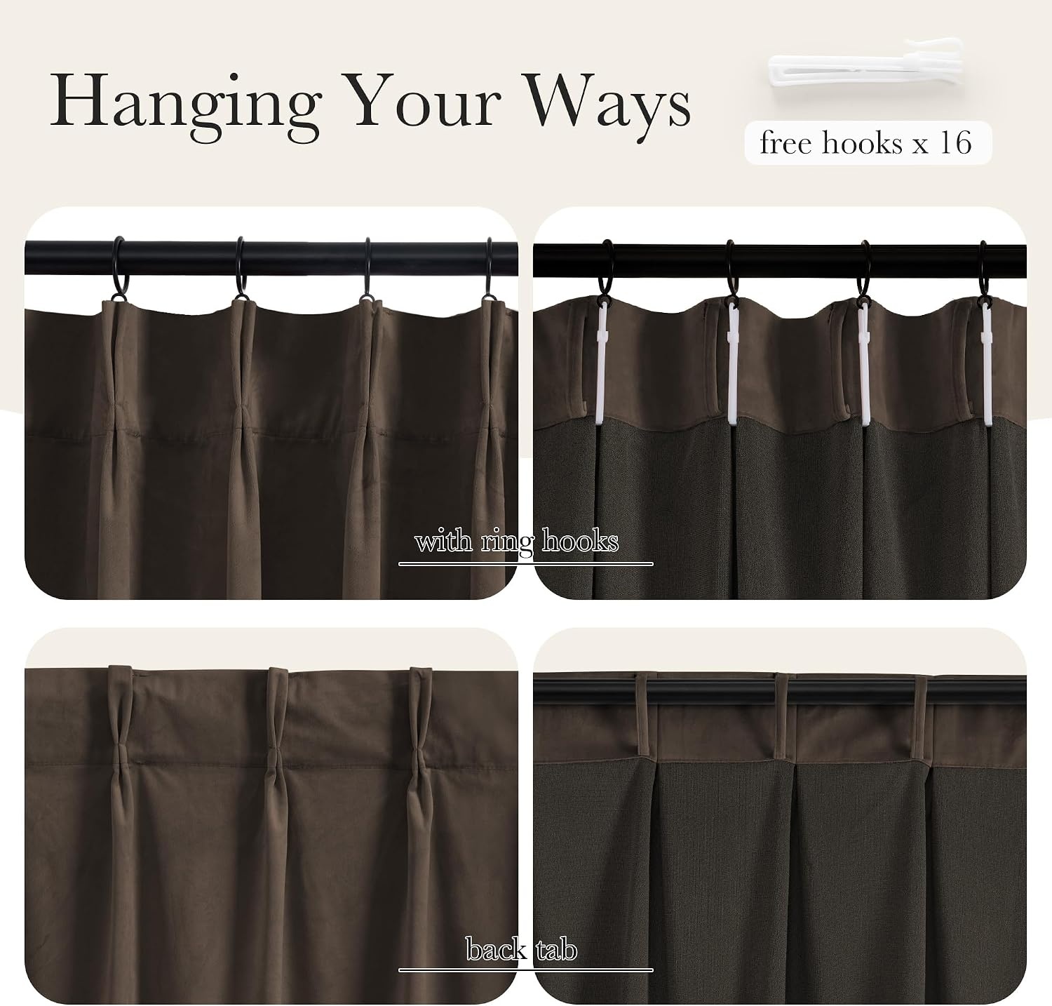 image:imageNICETOWN Sage Green Velvet Blackout Curtains 96 Inch Long for Bedroom Dorm DiningLiving Room Thermal Solid Heavy Matt Pinch Pleat Back Tab Track Window Treatment for Hall Theater 2 Panels 40 WTaupe