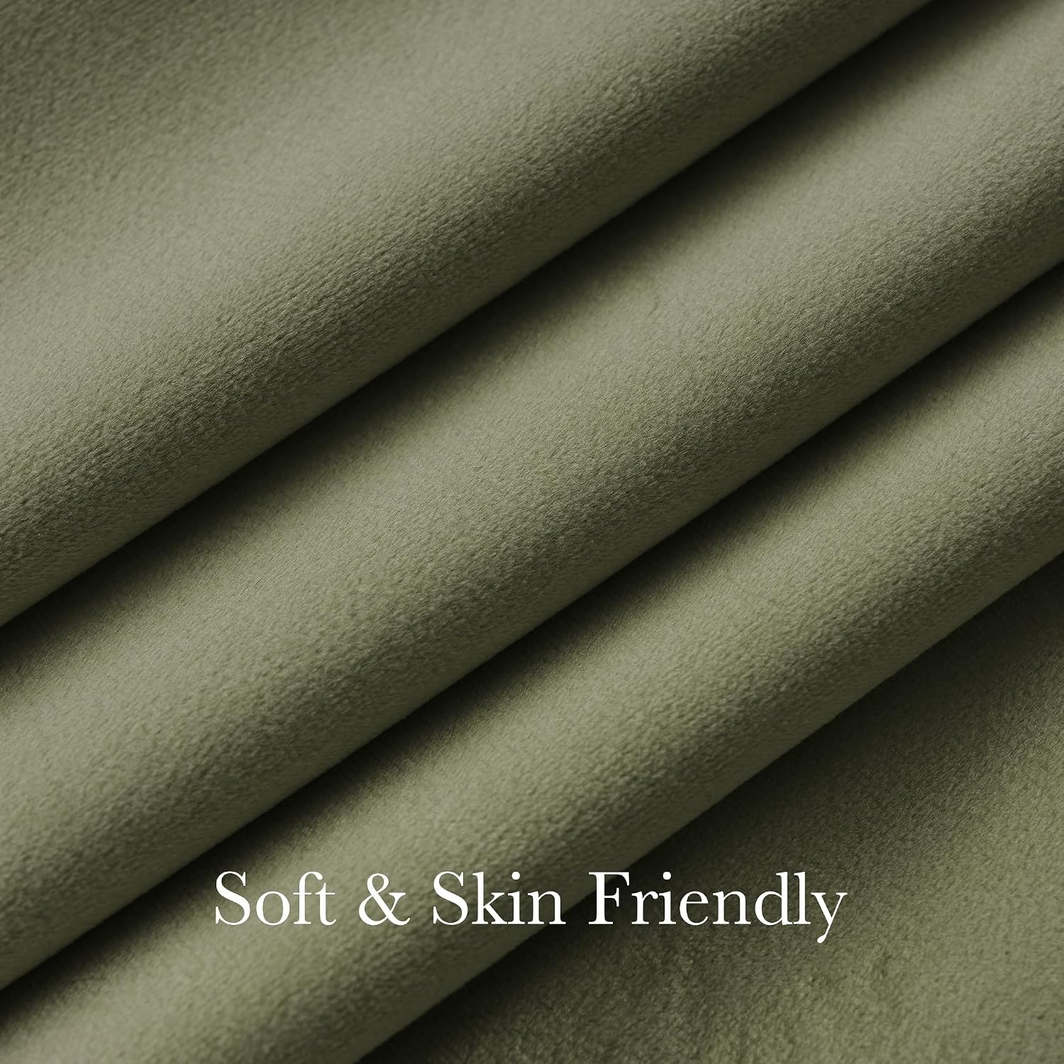 image:imageNICETOWN Sage Green Velvet Blackout Curtains 96 Inch Long for Bedroom Dorm DiningLiving Room Thermal Solid Heavy Matt Pinch Pleat Back Tab Track Window Treatment for Hall Theater 2 Panels 40 WSage Green