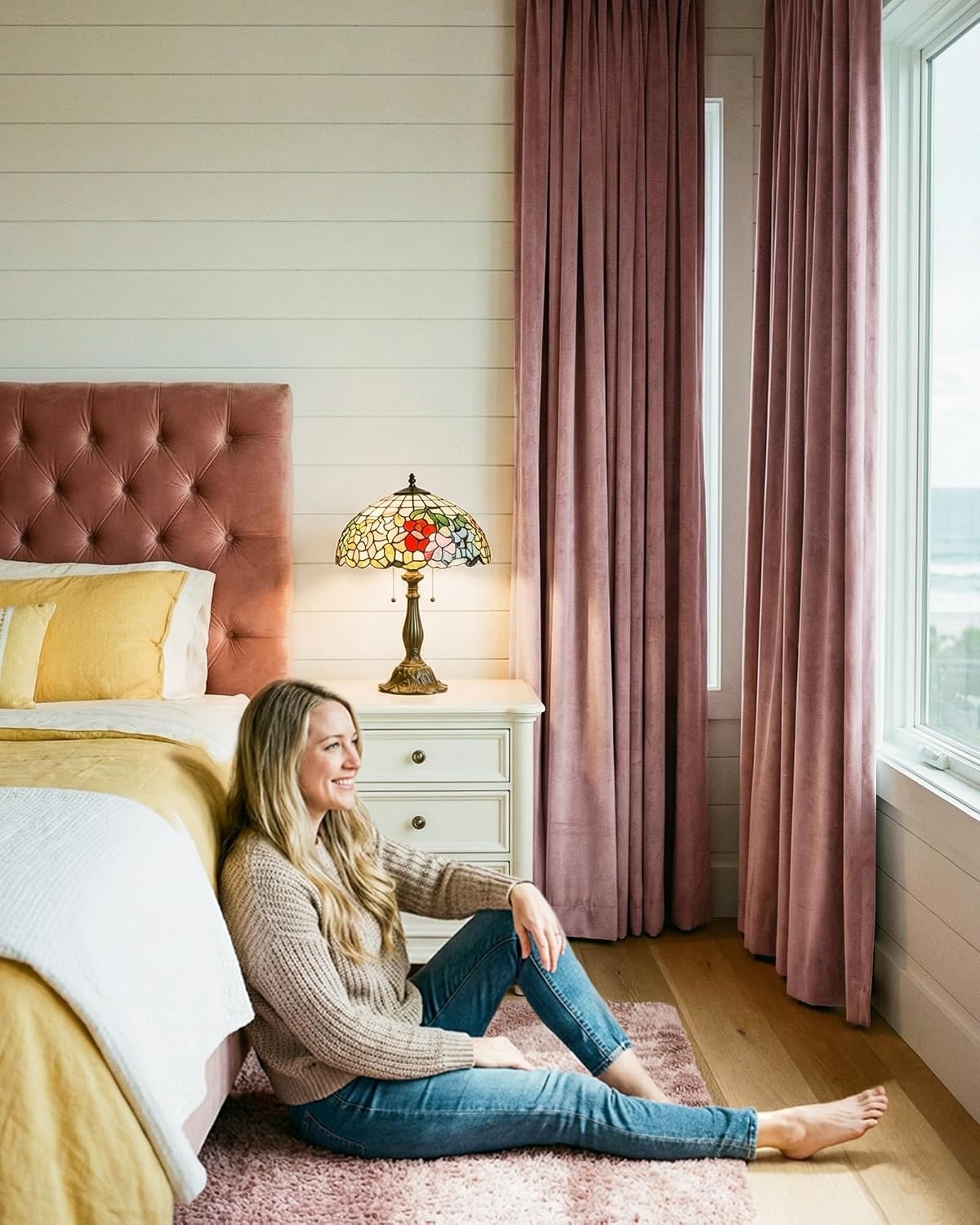 image:imageNICETOWN Sage Green Velvet Blackout Curtains 96 Inch Long for Bedroom Dorm DiningLiving Room Thermal Solid Heavy Matt Pinch Pleat Back Tab Track Window Treatment for Hall Theater 2 Panels 40 WBlush Pink