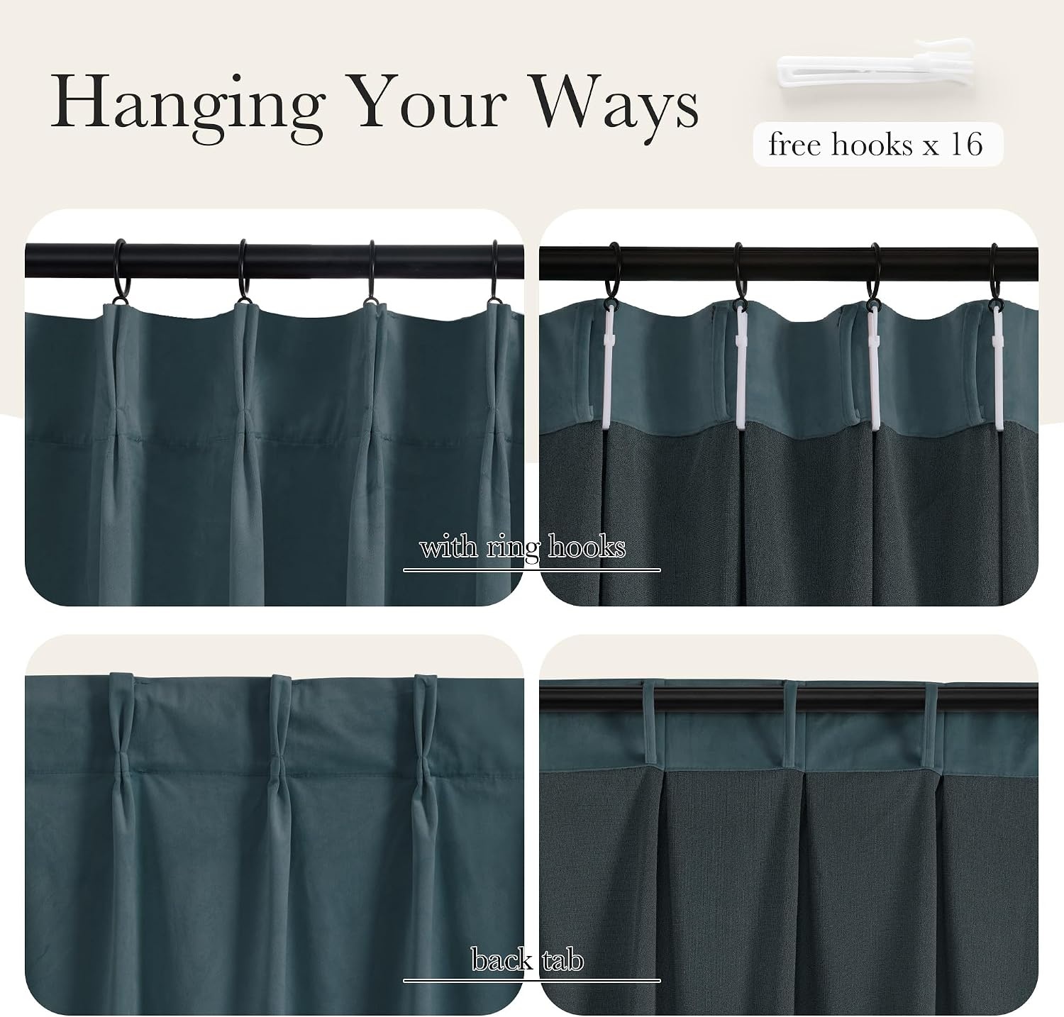 image:imageNICETOWN Sage Green Velvet Blackout Curtains 96 Inch Long for Bedroom Dorm DiningLiving Room Thermal Solid Heavy Matt Pinch Pleat Back Tab Track Window Treatment for Hall Theater 2 Panels 40 WStone Blue