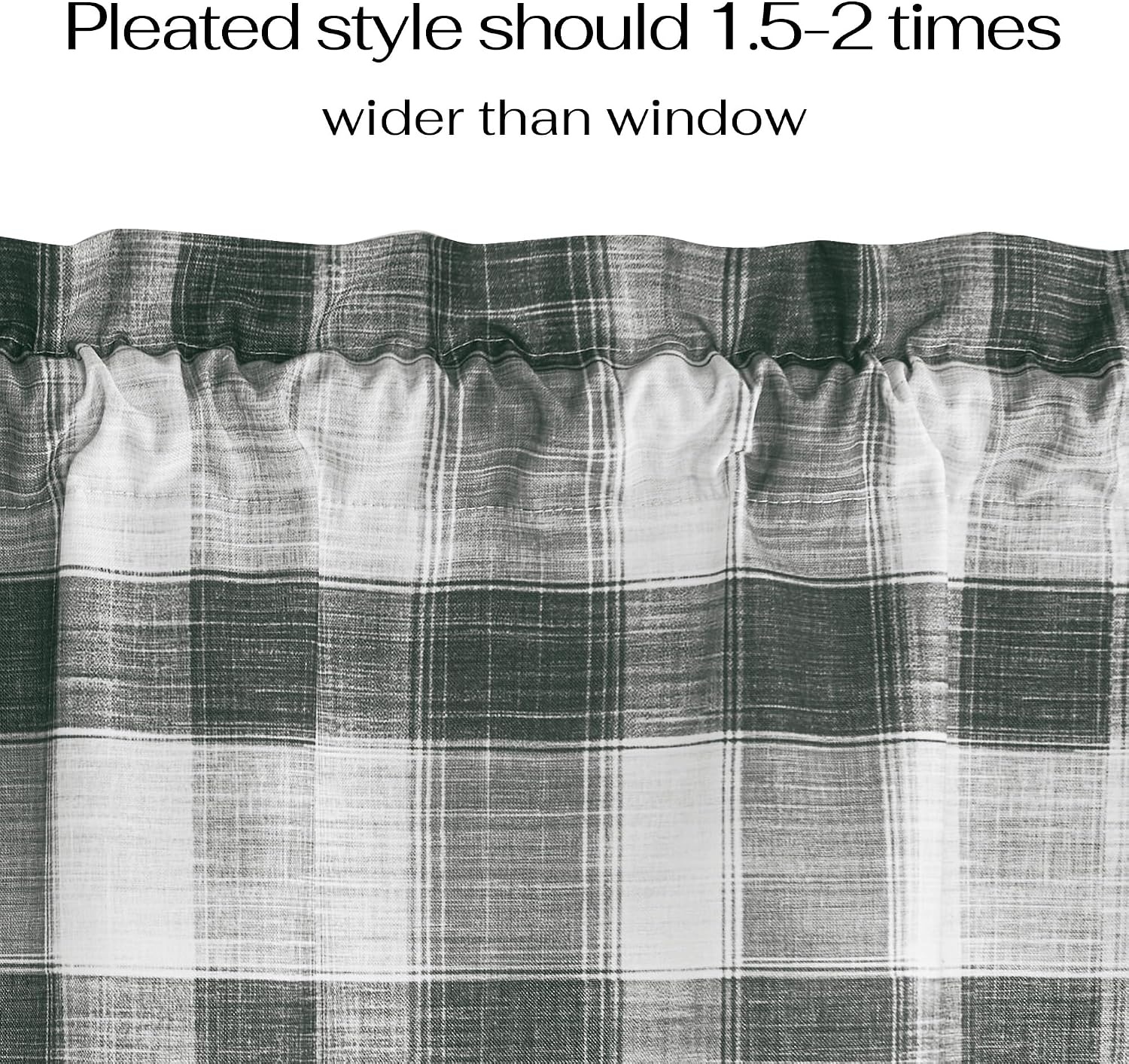 image:imageNICETOWN Sheer Sage Linen Striped Print Kitchen Curtains 3024 2 PanelsBlack White