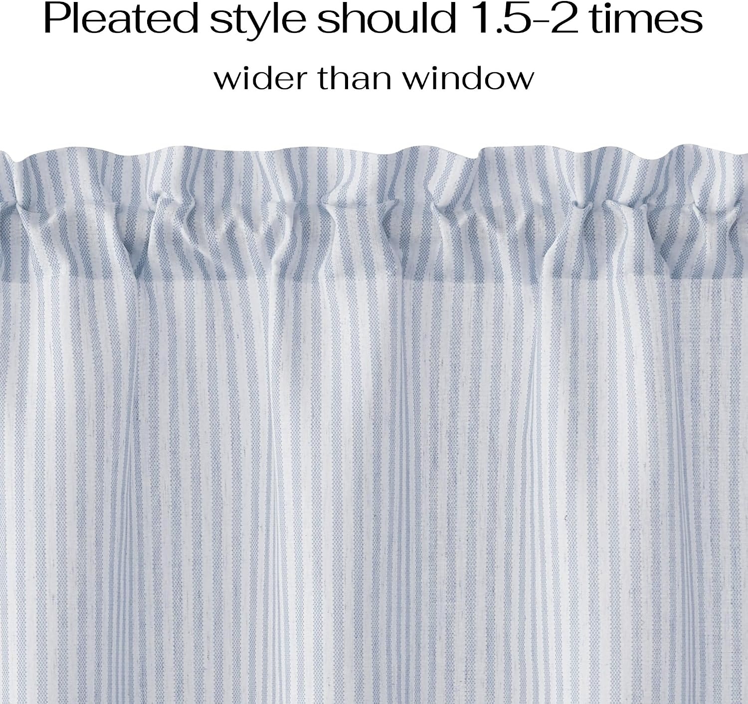 image:imageNICETOWN Sheer Sage Linen Striped Print Kitchen Curtains 3024 2 PanelsBlue
