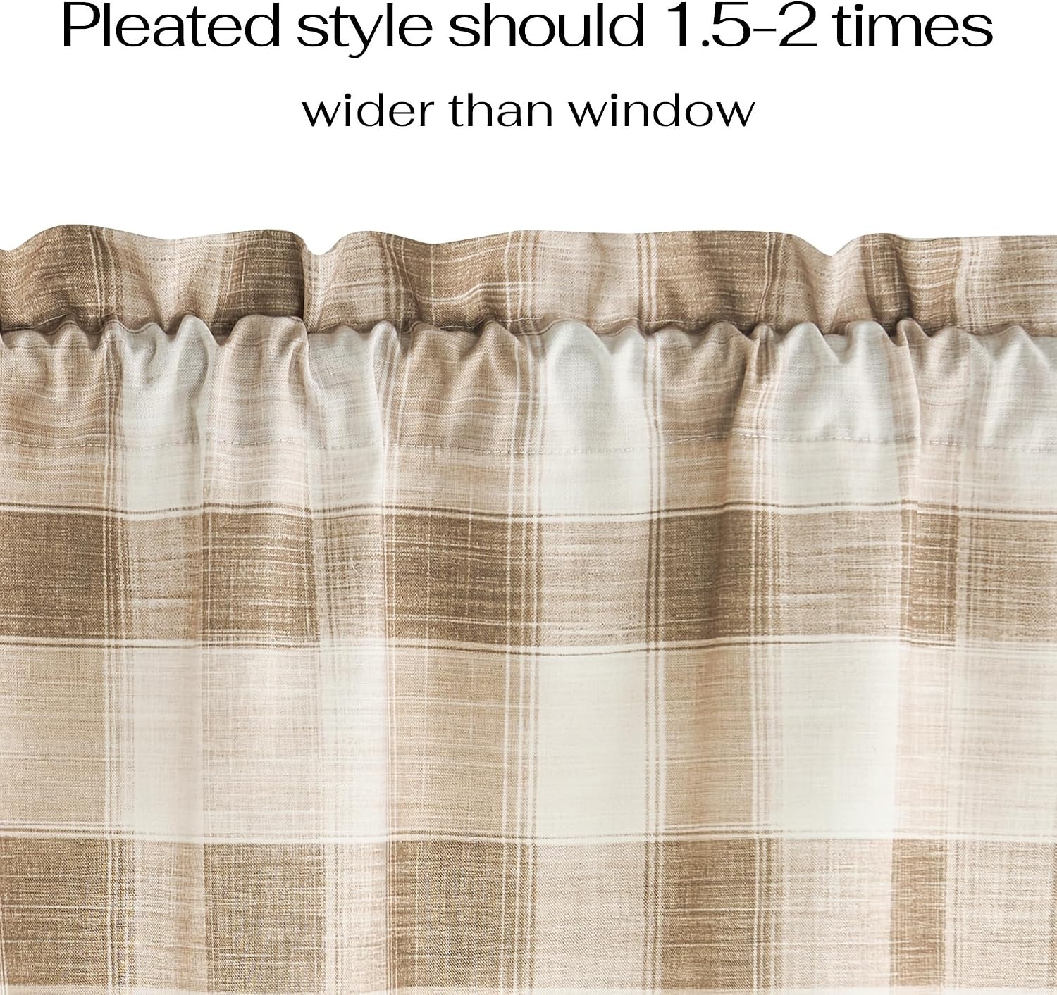 image:imageNICETOWN Sheer Sage Linen Striped Print Kitchen Curtains 3024 2 PanelsCoffe White