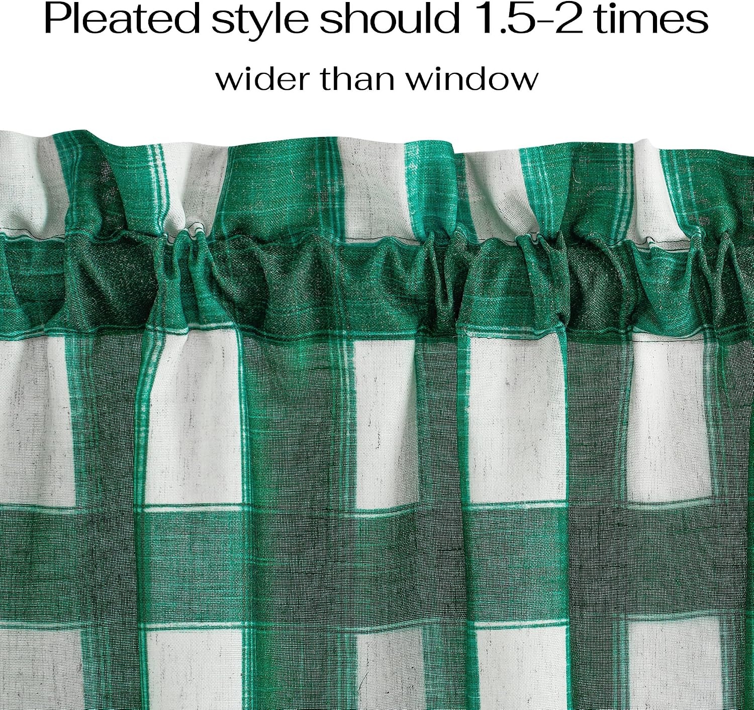 image:imageNICETOWN Sheer Sage Linen Striped Print Kitchen Curtains 3024 2 PanelsGreen White