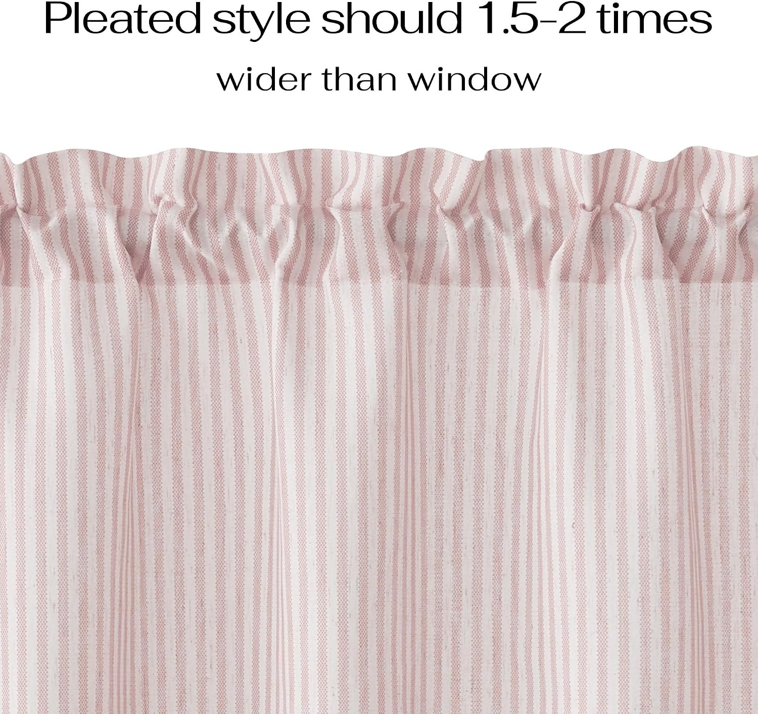 image:imageNICETOWN Sheer Sage Linen Striped Print Kitchen Curtains 3024 2 PanelsLight Pink