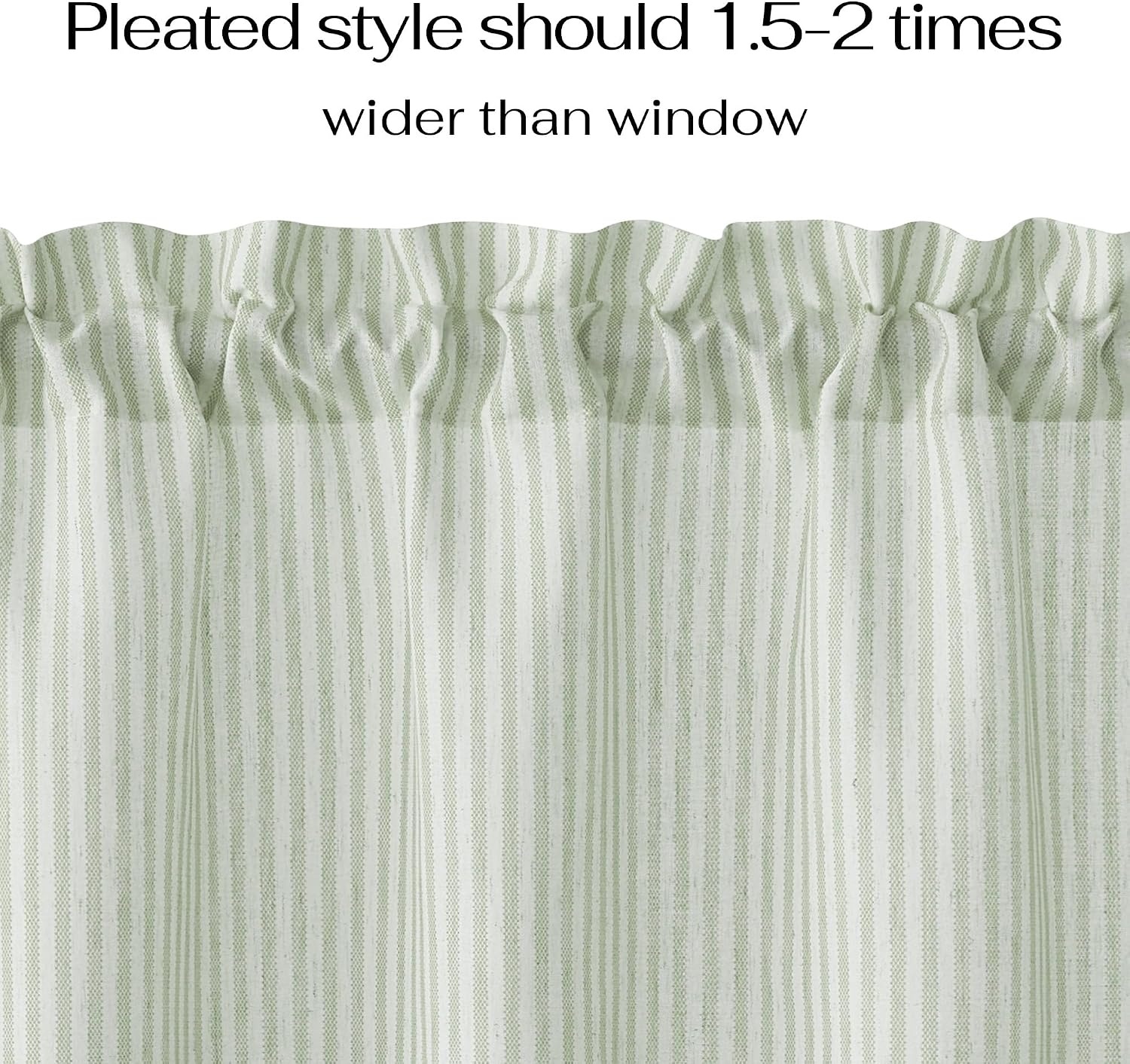 image:imageNICETOWN Sheer Sage Linen Striped Print Kitchen Curtains 3024 2 PanelsSage Green