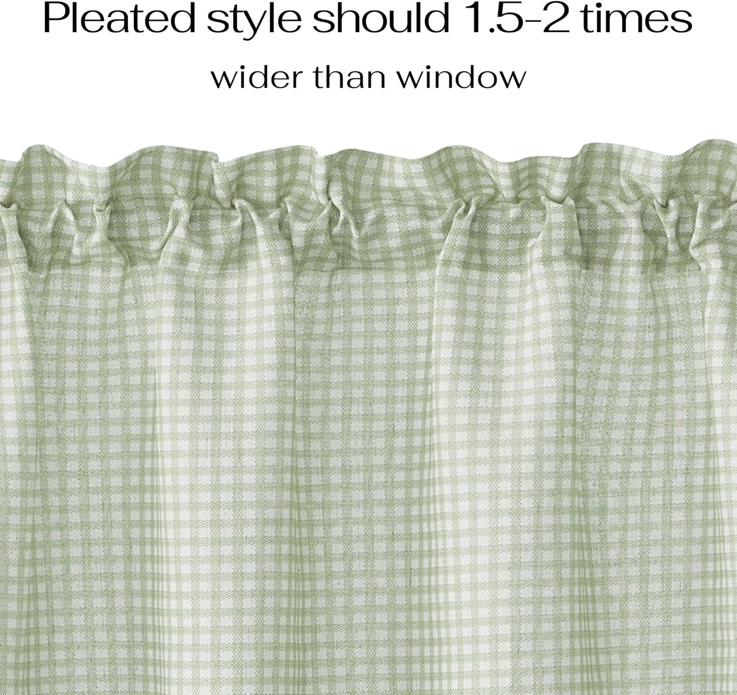image:imageNICETOWN Sheer Sage Linen Striped Print Kitchen Curtains 3024 2 PanelsSage Green