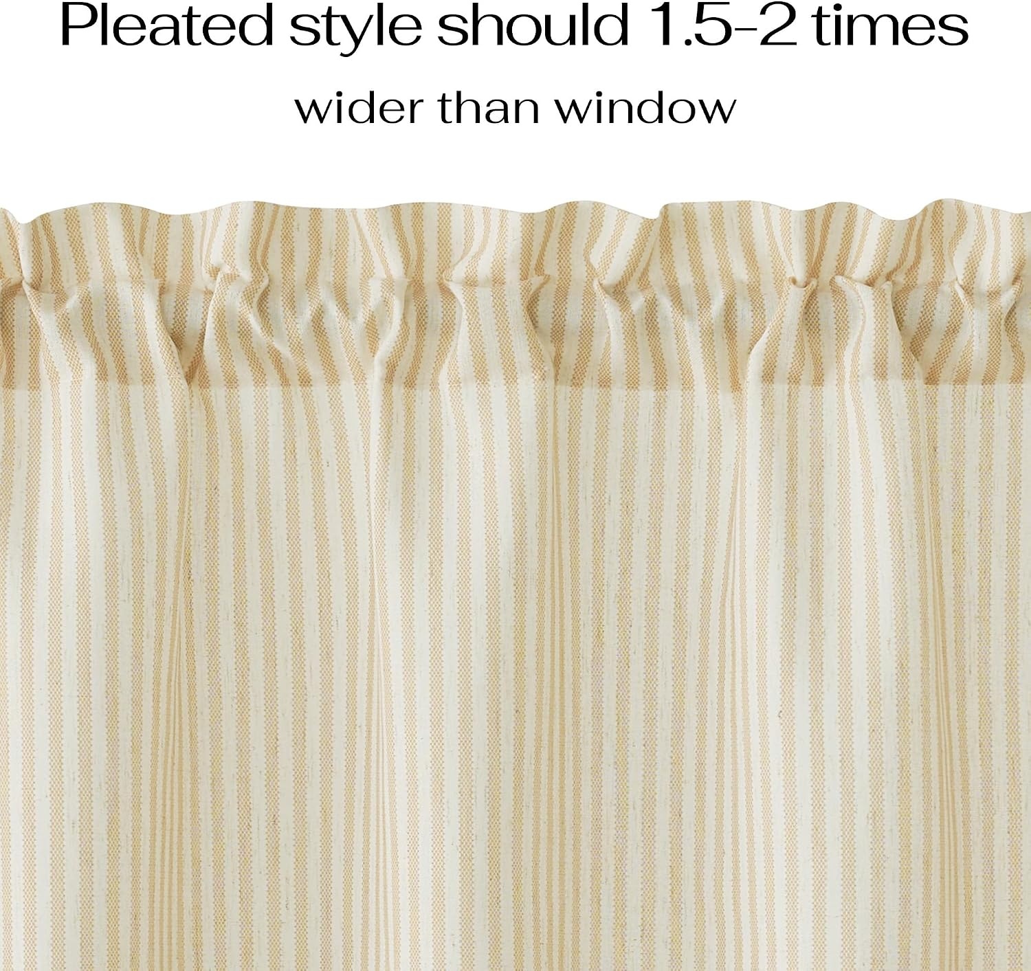 image:imageNICETOWN Sheer Sage Linen Striped Print Kitchen Curtains 3024 2 PanelsYellow