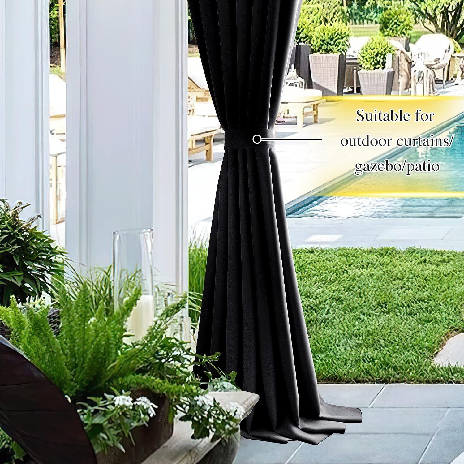 image:imageNICETOWN Strong Magnetic Curtain Tiebacks Modern Simple Style Curtain Ties Backs Holdbacks Holders for IndoorOutdoor Curtains White 185 X 4 Inches Set of 4Black
