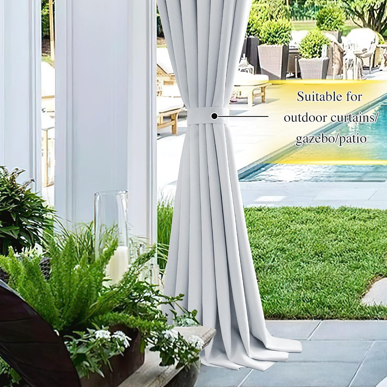 image:imageNICETOWN Strong Magnetic Curtain Tiebacks Modern Simple Style Curtain Ties Backs Holdbacks Holders for IndoorOutdoor Curtains White 185 X 4 Inches Set of 4Greyish White
