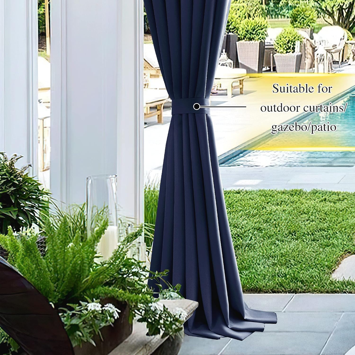 image:imageNICETOWN Strong Magnetic Curtain Tiebacks Modern Simple Style Curtain Ties Backs Holdbacks Holders for IndoorOutdoor Curtains White 185 X 4 Inches Set of 4Navy Blue