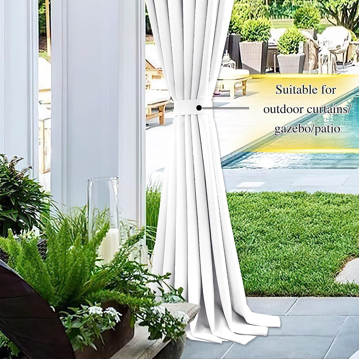 image:imageNICETOWN Strong Magnetic Curtain Tiebacks Modern Simple Style Curtain Ties Backs Holdbacks Holders for IndoorOutdoor Curtains White 185 X 4 Inches Set of 4White