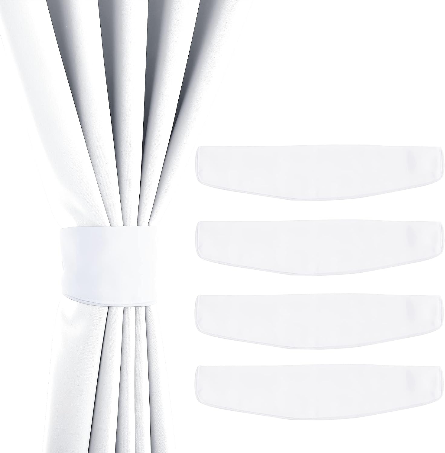 image:imageNICETOWN Strong Magnetic Curtain Tiebacks Modern Simple Style Curtain Ties Backs Holdbacks Holders for IndoorOutdoor Curtains White 185 X 4 Inches Set of 4White