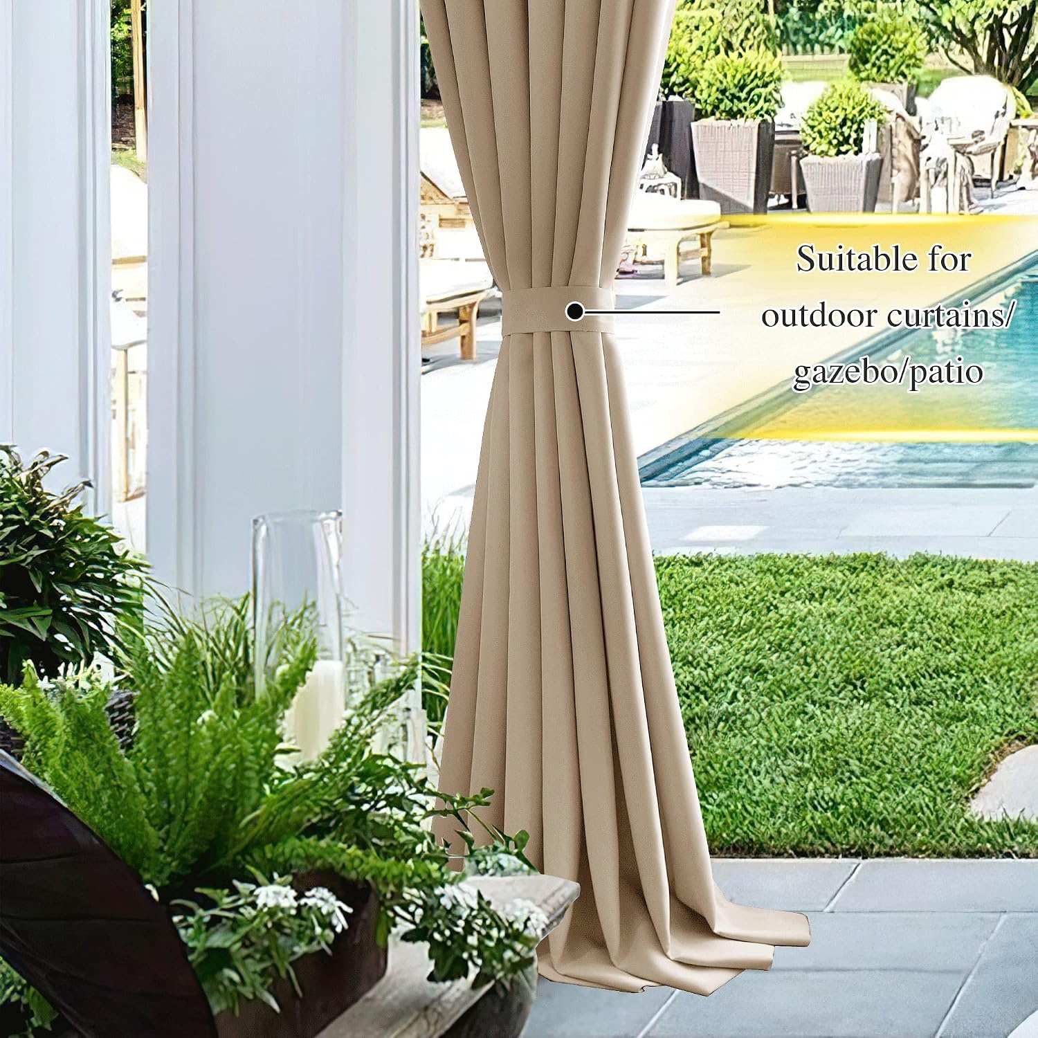 image:imageNICETOWN Strong Magnetic Curtain Tiebacks Modern Simple Style Curtain Ties Backs Holdbacks Holders for IndoorOutdoor Curtains White 185 X 4 Inches Set of 4Beige