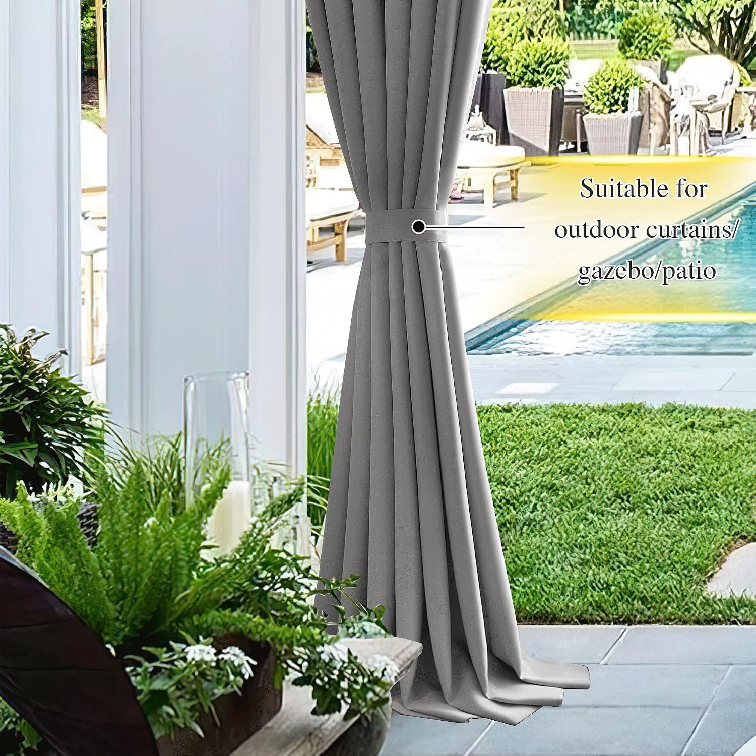 image:imageNICETOWN Strong Magnetic Curtain Tiebacks Modern Simple Style Curtain Ties Backs Holdbacks Holders for IndoorOutdoor Curtains White 185 X 4 Inches Set of 4Silver Grey