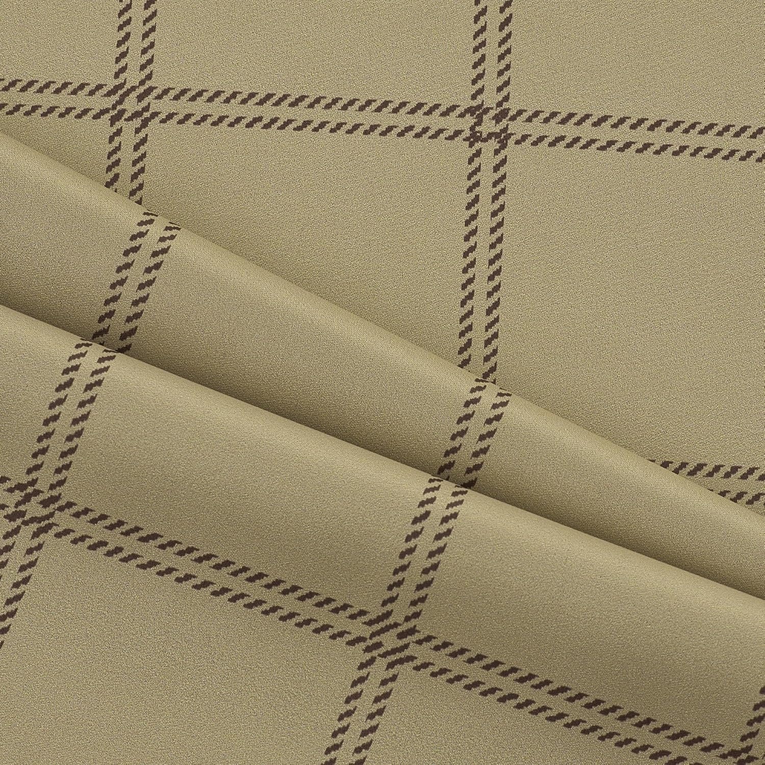 image:imageNICETOWN Taupe 100 Blackout Plaid Cabin Buffalo Gingham Curtain 52W x 84LGrid Pattern Burlap White
