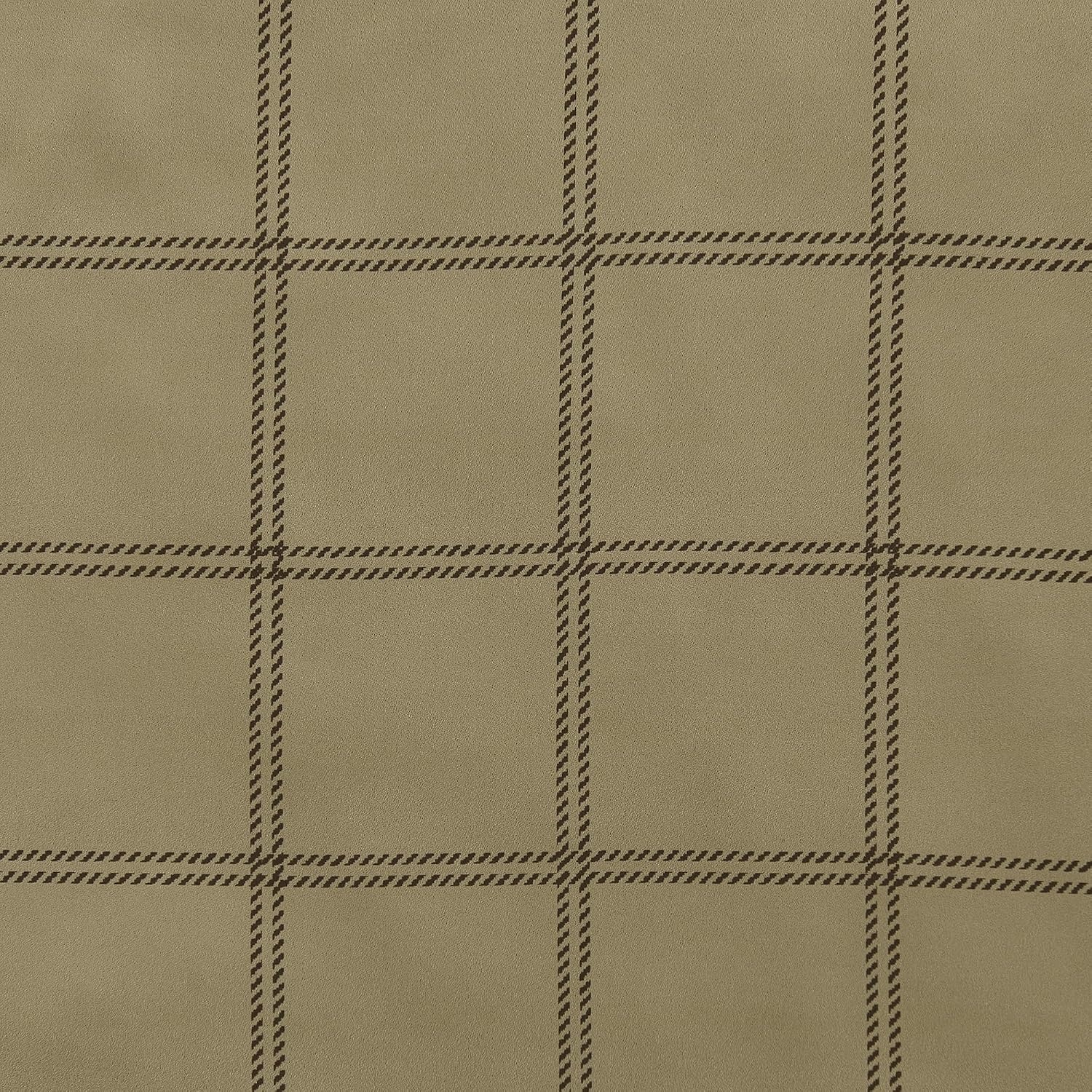 image:imageNICETOWN Taupe 100 Blackout Plaid Cabin Buffalo Gingham Curtain 52W x 84LGrid Pattern Burlap White