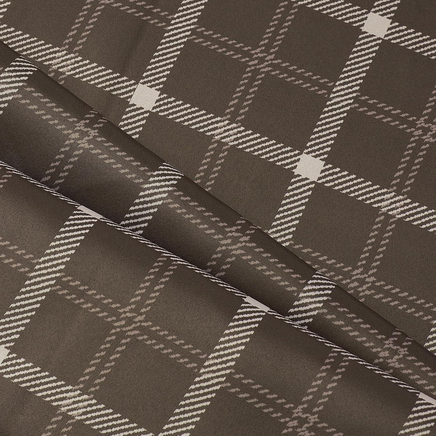 image:imageNICETOWN Taupe 100 Blackout Plaid Cabin Buffalo Gingham Curtain 52W x 84LPlaid Brown White