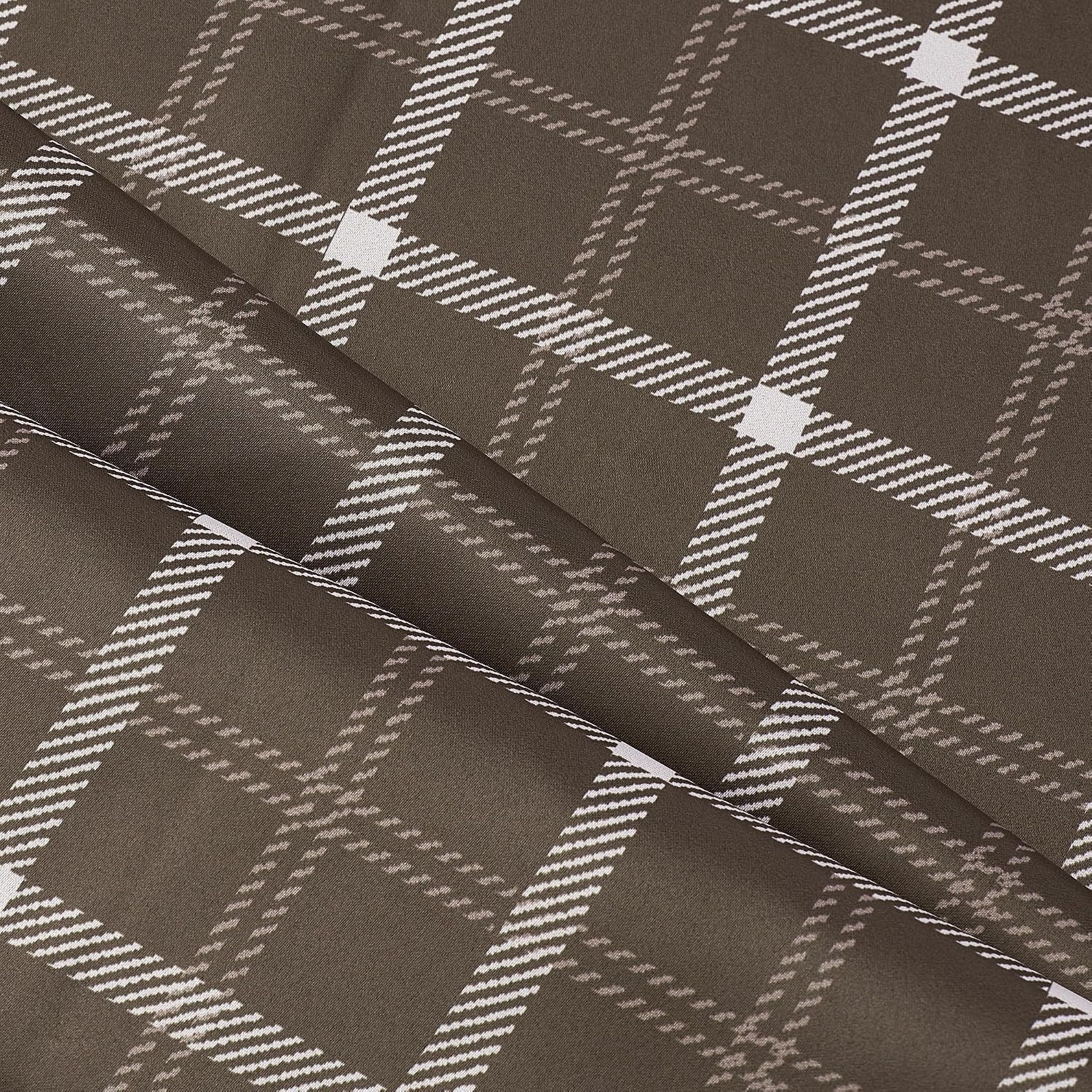 image:imageNICETOWN Taupe 100 Blackout Plaid Cabin Buffalo Gingham Curtain 52W x 84LPlaid Brown White