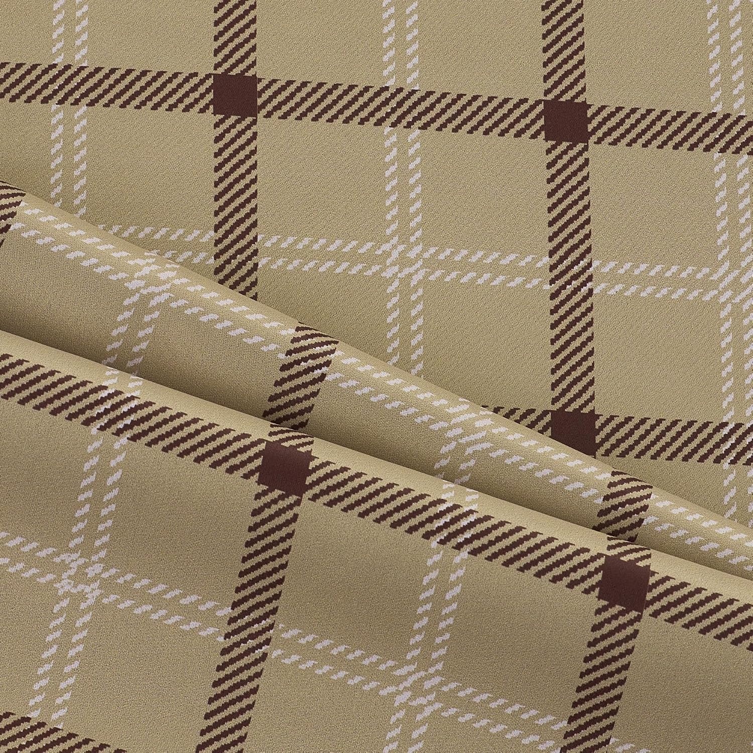 image:imageNICETOWN Taupe 100 Blackout Plaid Cabin Buffalo Gingham Curtain 52W x 84LPlaid Burlap White