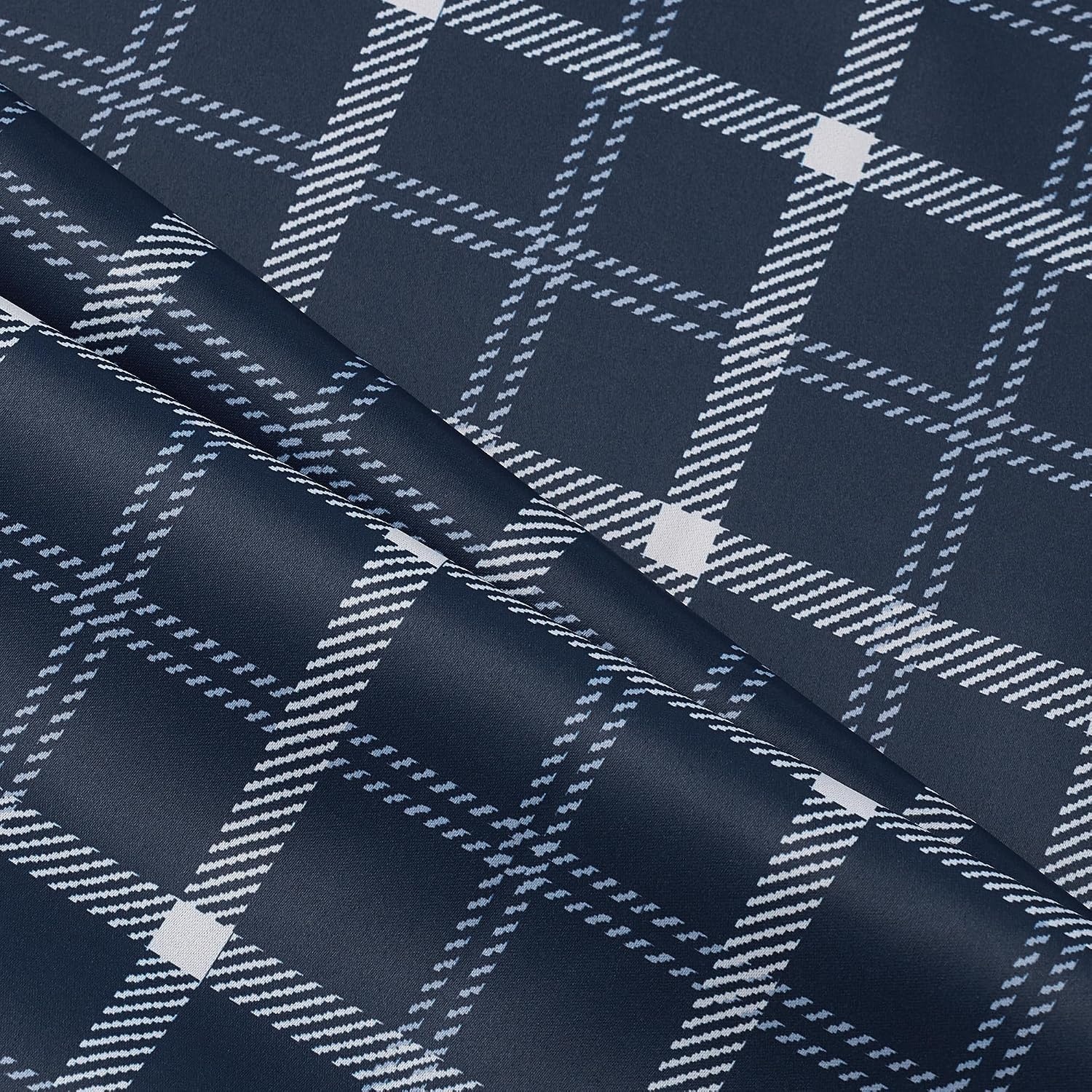 image:imageNICETOWN Taupe 100 Blackout Plaid Cabin Buffalo Gingham Curtain 52W x 84LPlaid Dark Blue White