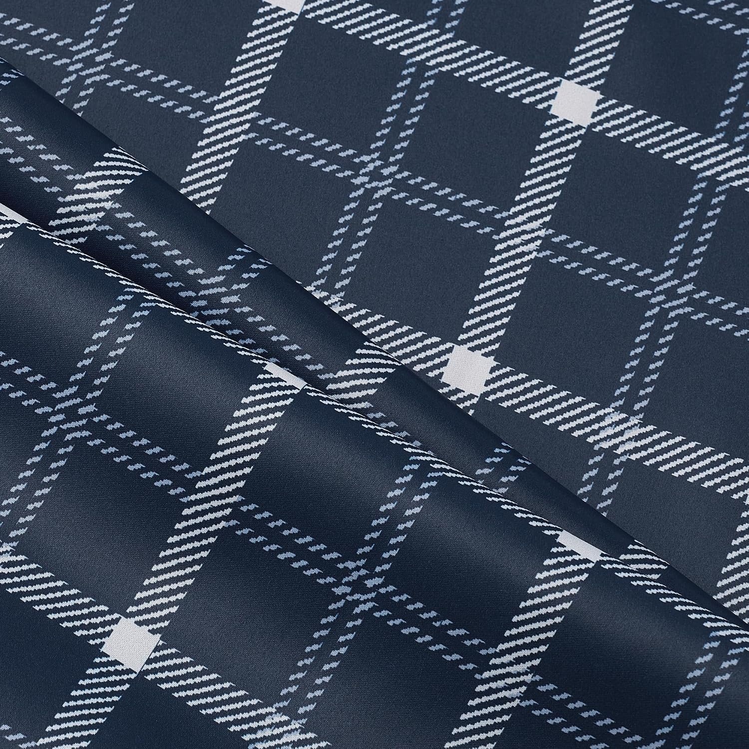 image:imageNICETOWN Taupe 100 Blackout Plaid Cabin Buffalo Gingham Curtain 52W x 84LPlaid Dark Blue White