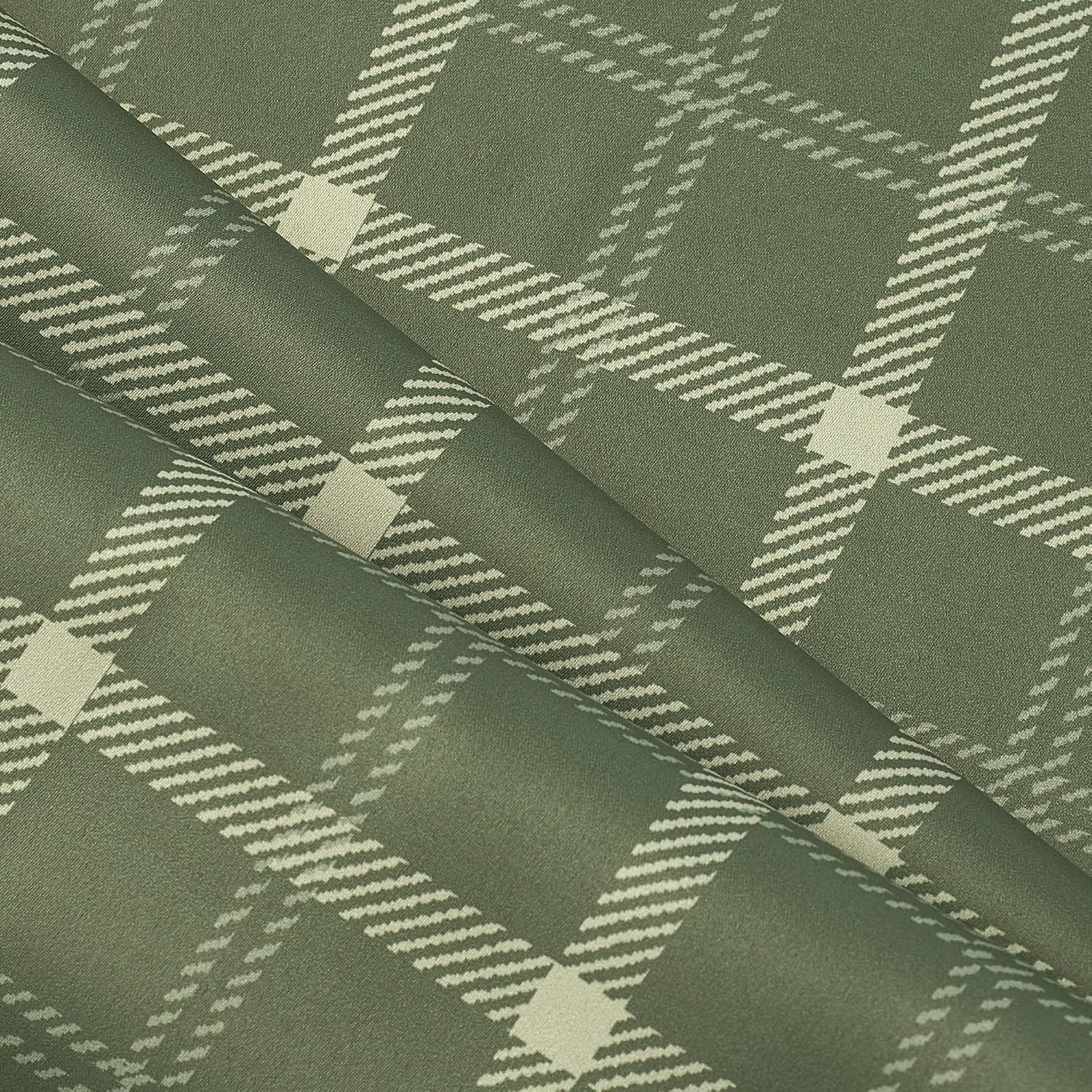 image:imageNICETOWN Taupe 100 Blackout Plaid Cabin Buffalo Gingham Curtain 52W x 84LPlaid Olive Green White