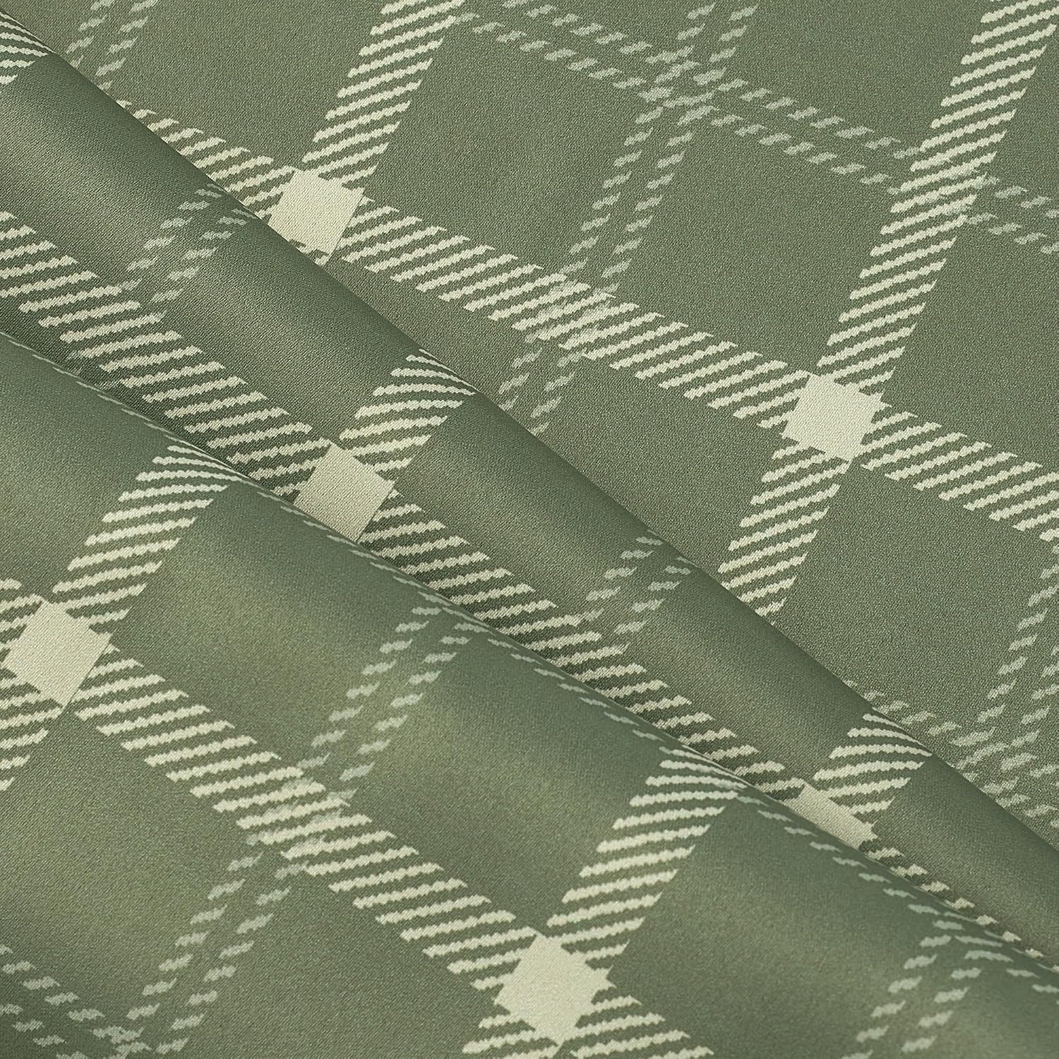 image:imageNICETOWN Taupe 100 Blackout Plaid Cabin Buffalo Gingham Curtain 52W x 84LPlaid Olive Green White