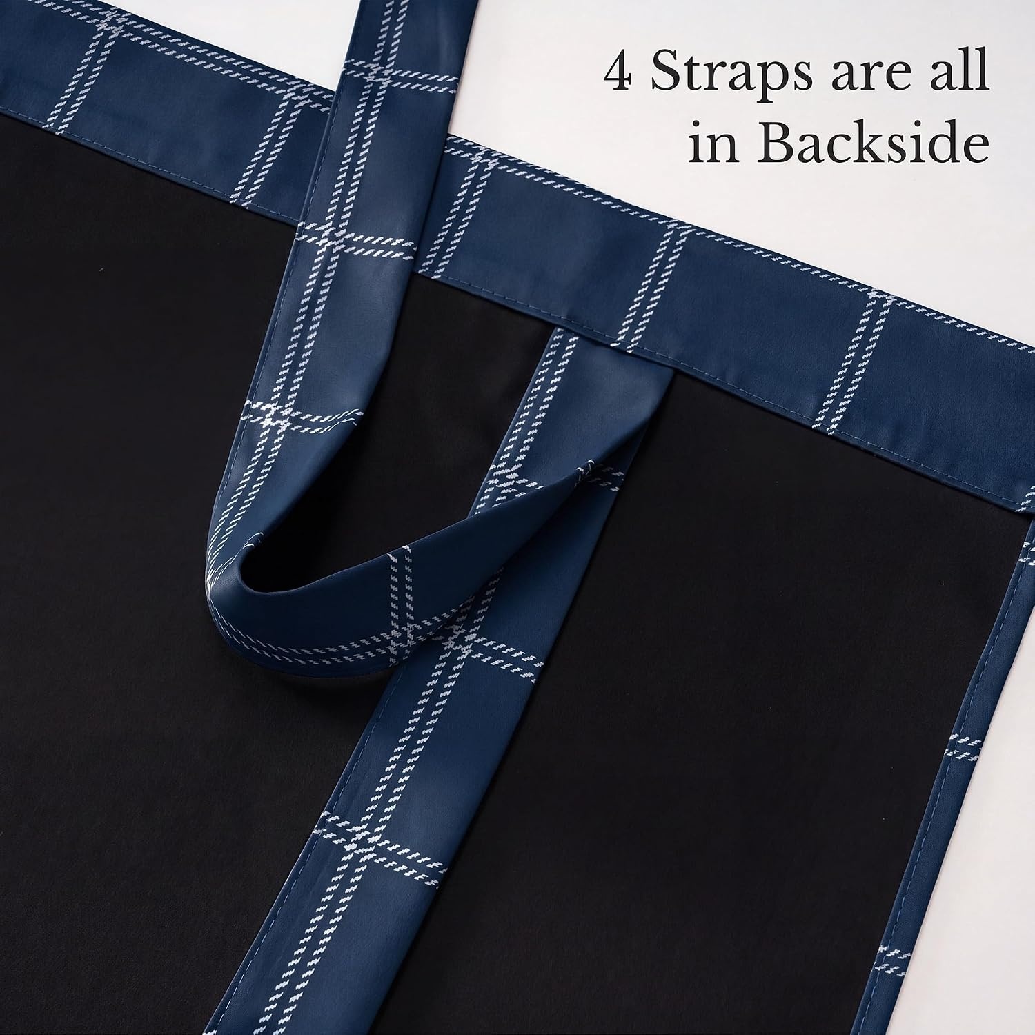 image:imageNICETOWN Taupe Fall Farmhouse Plaid 100 Blackout Ballon Shades 34W x 45LGrid Pattern Dark Blue White