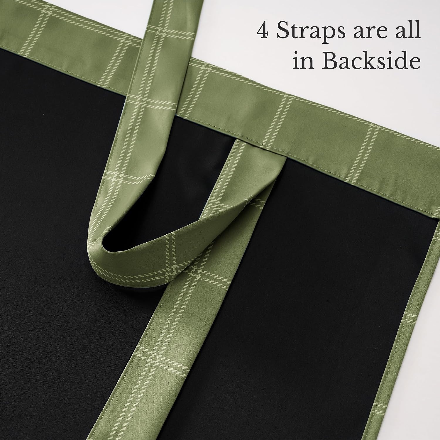 image:imageNICETOWN Taupe Fall Farmhouse Plaid 100 Blackout Ballon Shades 34W x 45LGrid Pattern Olive Green White
