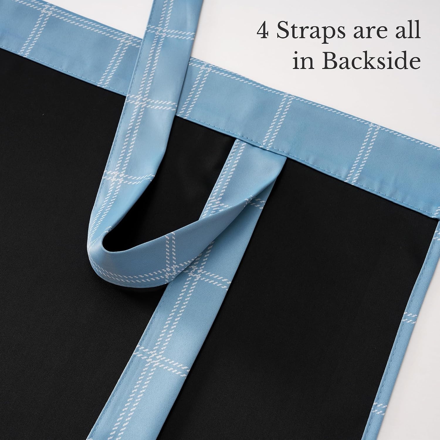 image:imageNICETOWN Taupe Fall Farmhouse Plaid 100 Blackout Ballon Shades 34W x 45LGrid Pattern Sea Blue White