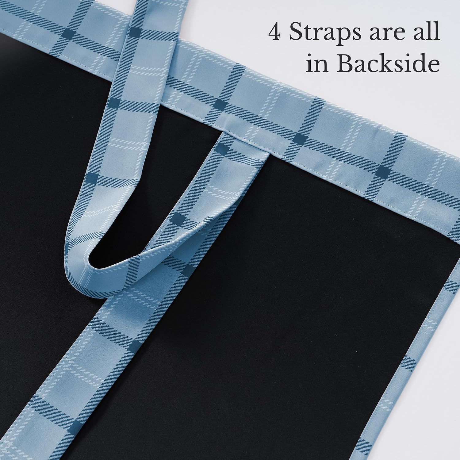 image:imageNICETOWN Taupe Fall Farmhouse Plaid 100 Blackout Ballon Shades 34W x 45LPlaid Sea Blue White
