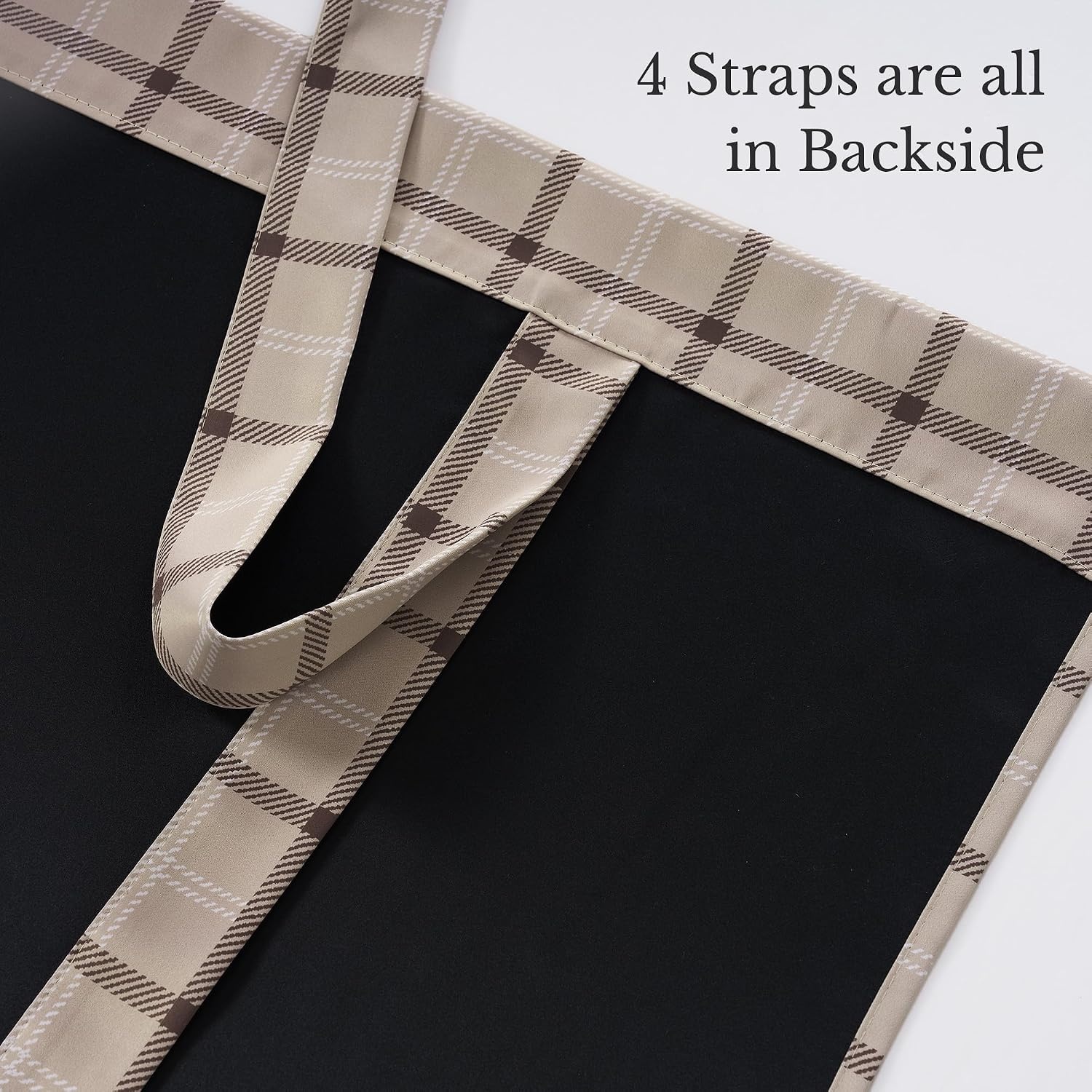image:imageNICETOWN Taupe Fall Farmhouse Plaid 100 Blackout Ballon Shades 34W x 45LPlaid Taupe White