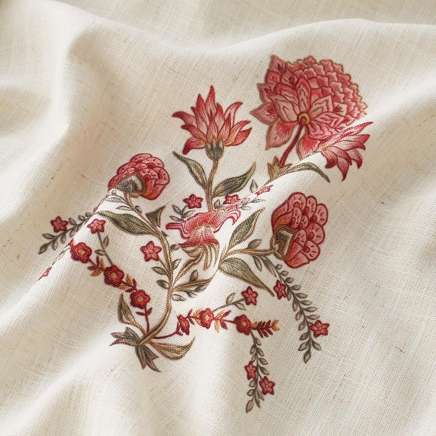 image:imageNICETOWN Vintage Floral Curtain amp Drapes 84 Inches Long W52 x L84 KhakiBlock Print Raw Ivory
