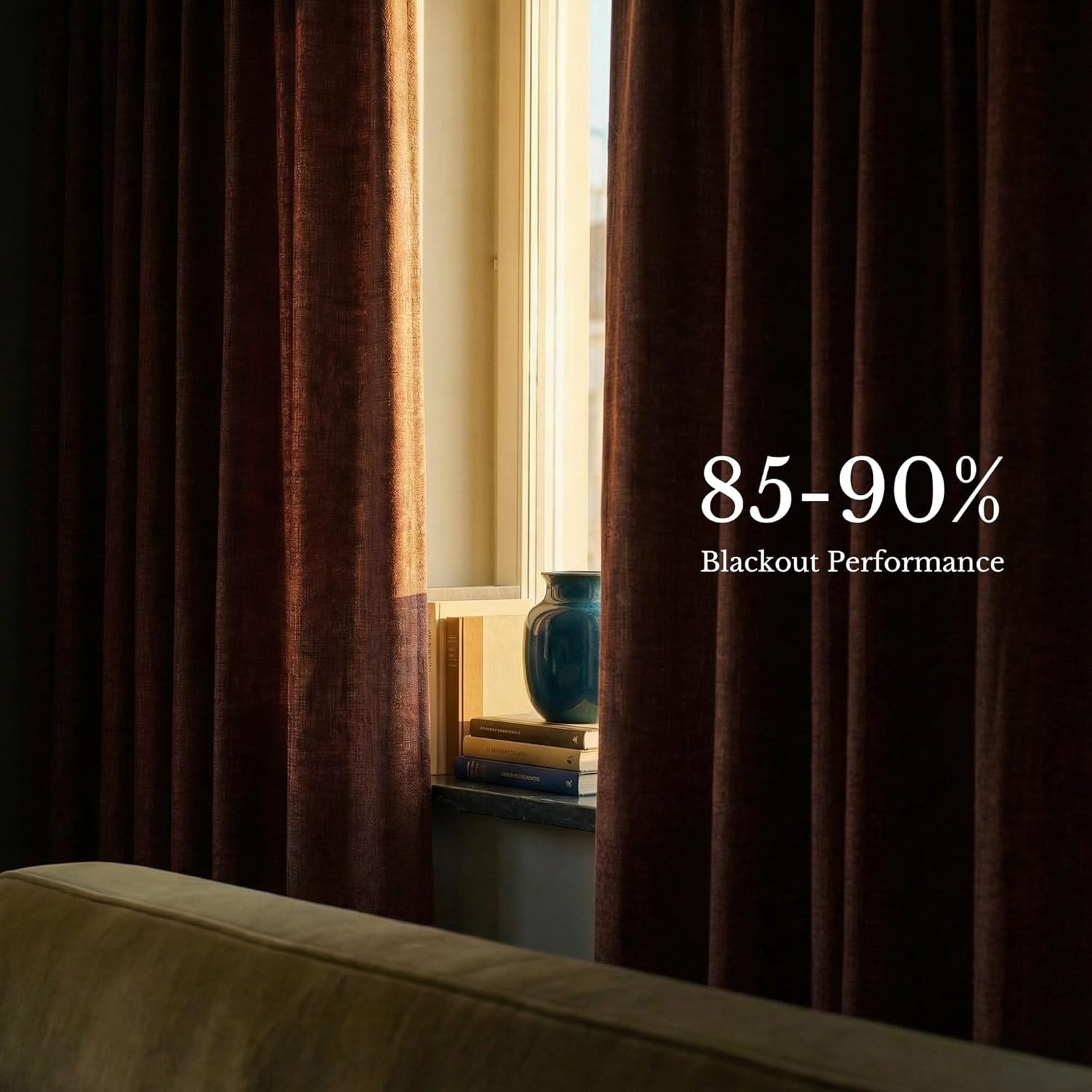 image:imageNICETOWN Vintage Olive Dark Green Pinch Pleated Linen Curtains 90 inch LongEarthy Terracotta