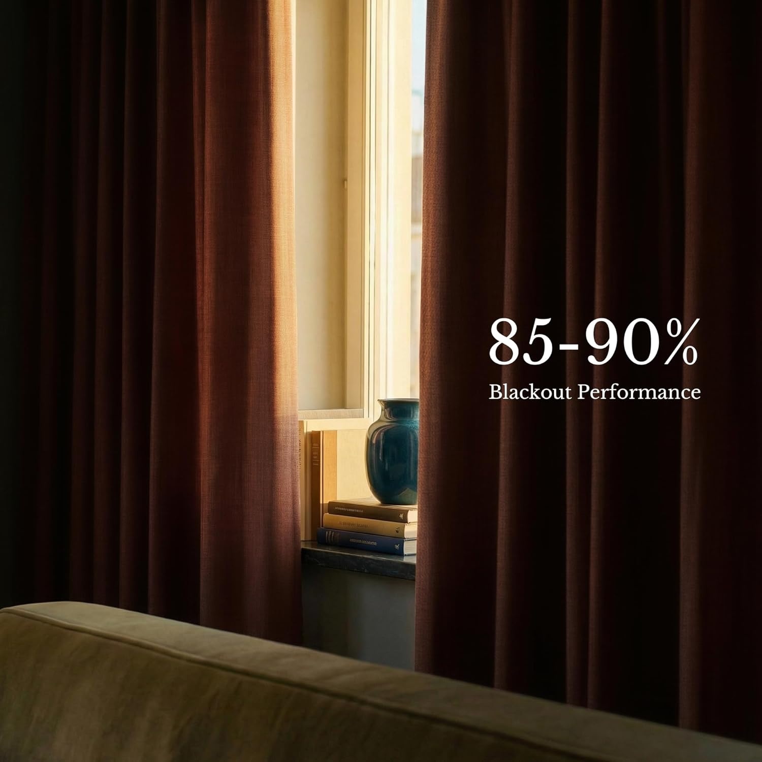 image:imageNICETOWN Vintage Olive Dark Green Pinch Pleated Linen Curtains 90 inch LongEarthy Terracotta