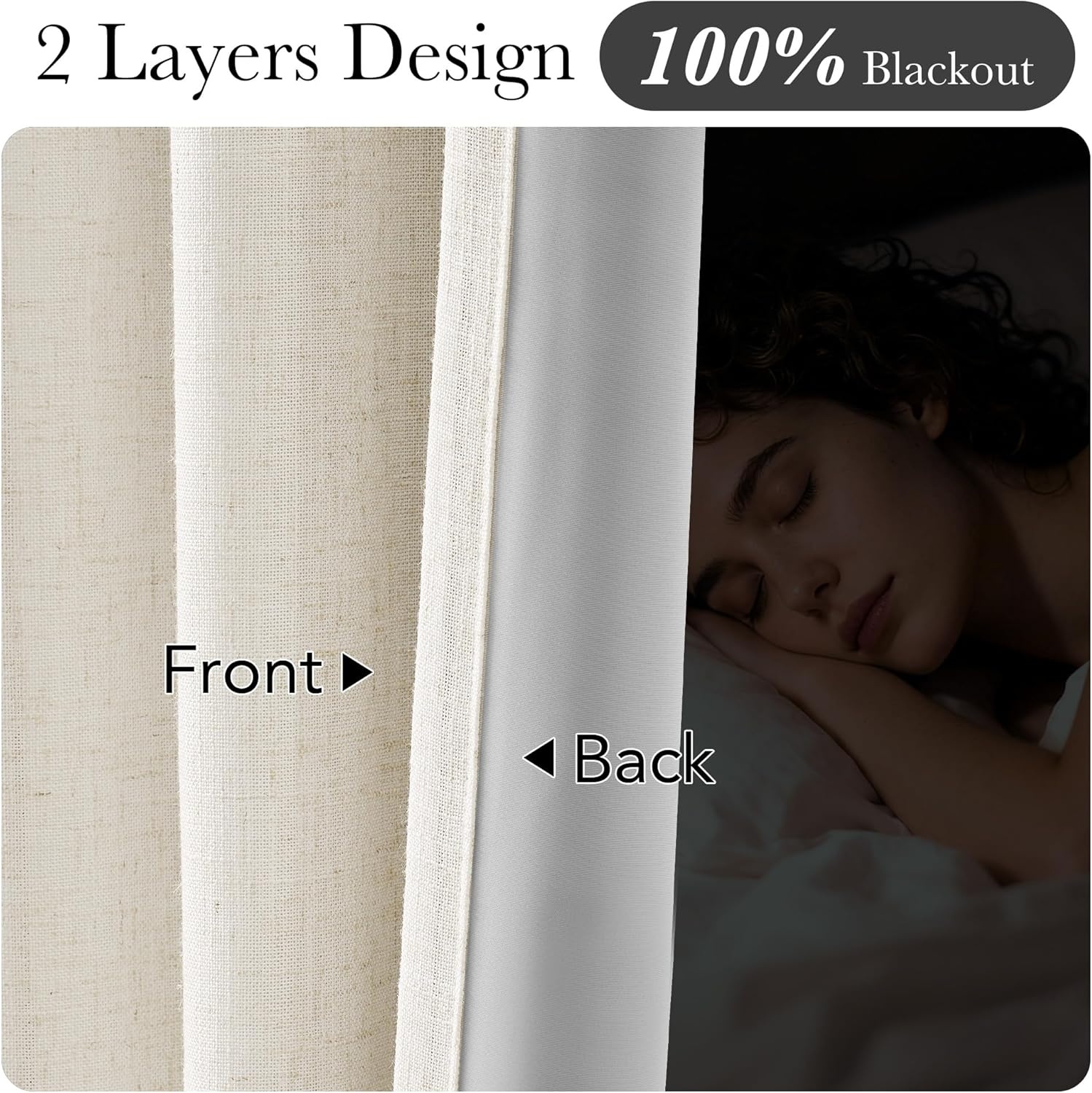 image:imageNICETOWN Vintage Olive Dark Green Pinch Pleated Linen Curtains 90 inch LongNatural