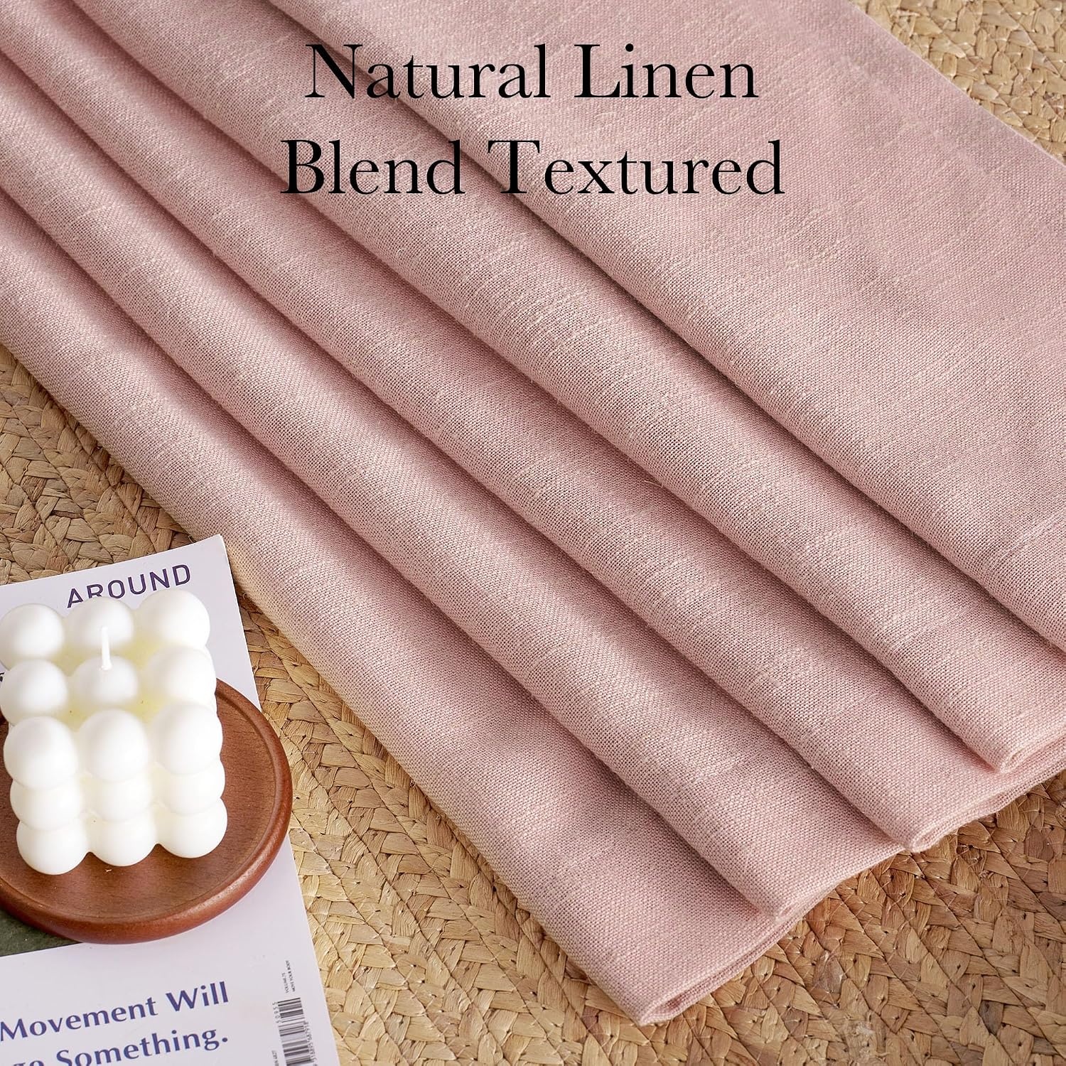 image:imageNICETOWN Vintage Olive Dark Green Pinch Pleated Linen Curtains 90 inch LongPink