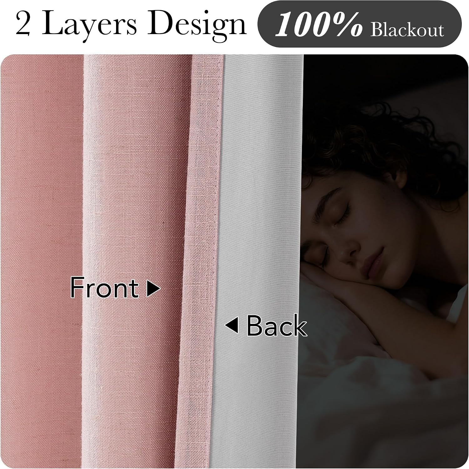 image:imageNICETOWN Vintage Olive Dark Green Pinch Pleated Linen Curtains 90 inch LongPink