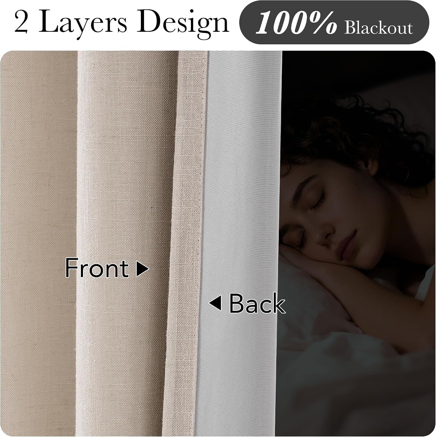 image:imageNICETOWN Vintage Olive Dark Green Pinch Pleated Linen Curtains 90 inch LongTaupe