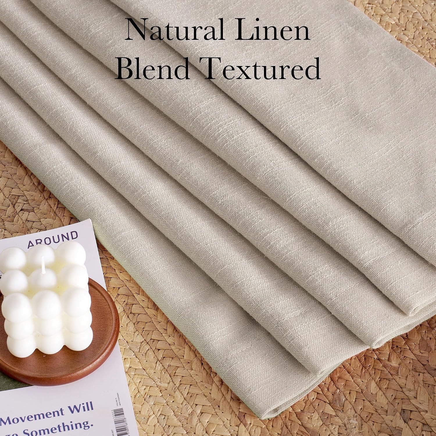 image:imageNICETOWN Vintage Olive Dark Green Pinch Pleated Linen Curtains 90 inch LongTaupe
