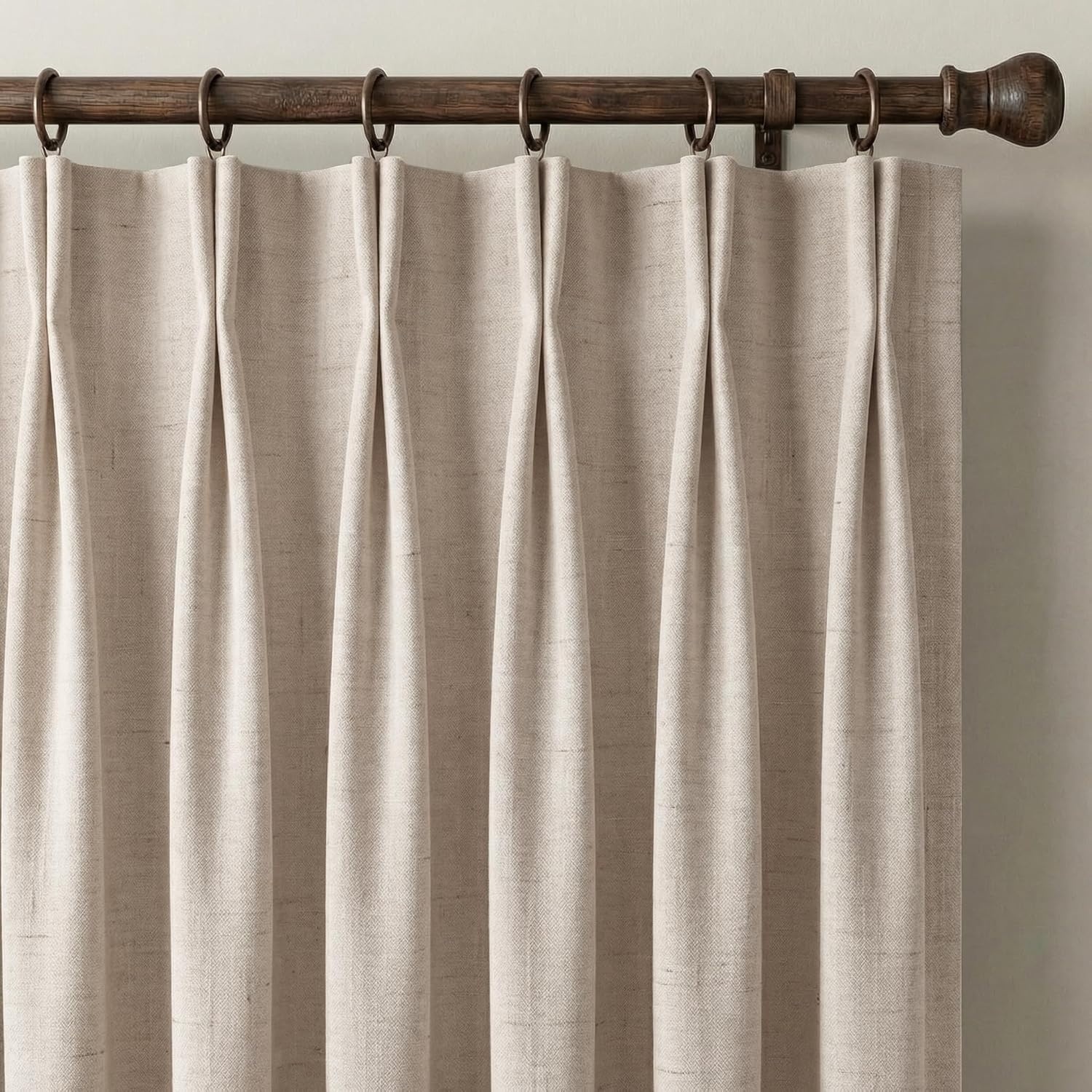 image:imageNICETOWN Vintage Olive Dark Green Pinch Pleated Linen Curtains 90 inch LongTaupe
